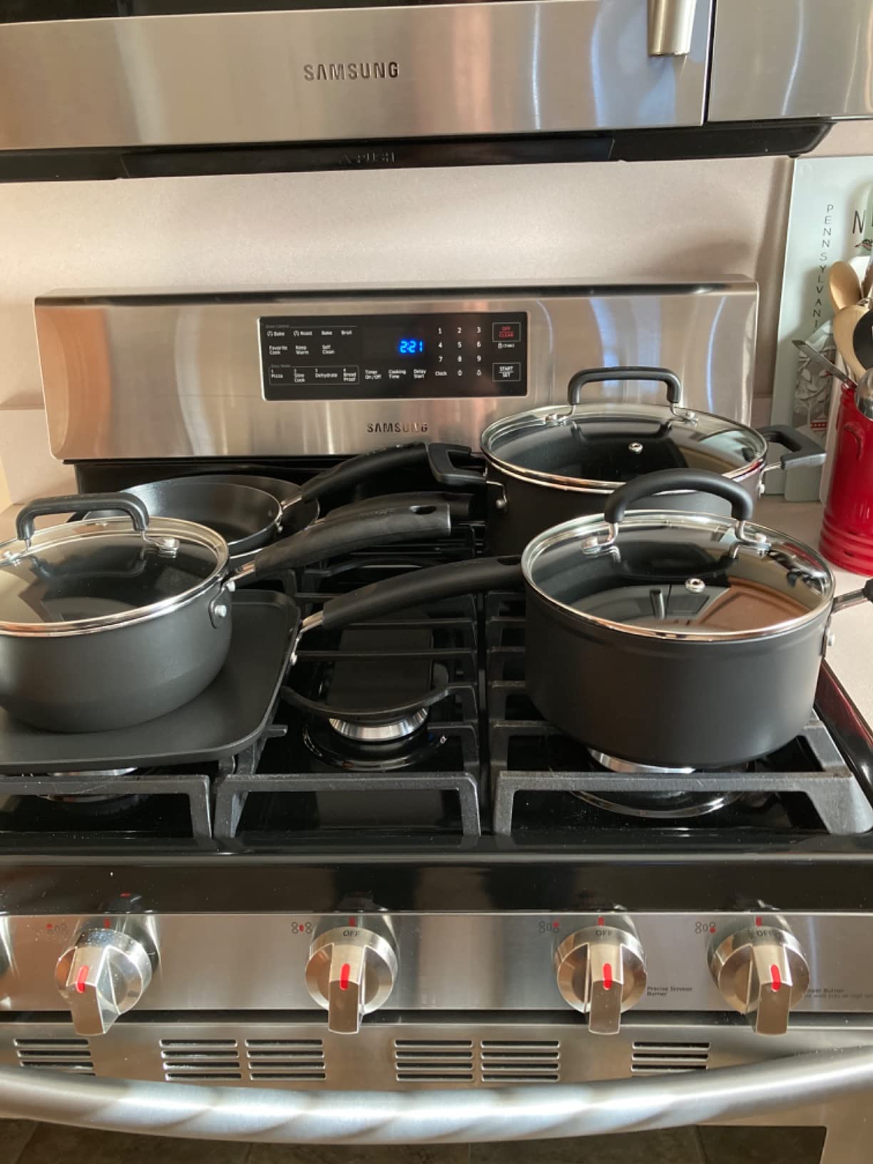 T-Fal Signature Nonstick Pots and Pans Set 12 Piece, Oven Broiler Safe 350F, Kitchen Cookware Set w/Fry Pans, Saucepans, Saute Pan, Dutch Oven, Griddle, Kitchen, Home, Dishwasher Safe, Black customer photo 2