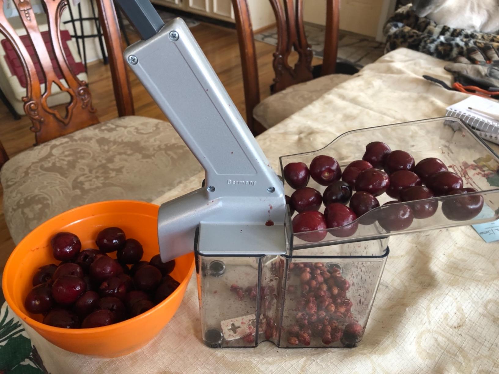 Westmark Kirschomat Cherry Pitter - High Capacity Cherry Stoner, 33 lbs/Hour, Stainless Steel Plunger, Large Pit Container customer photo 1