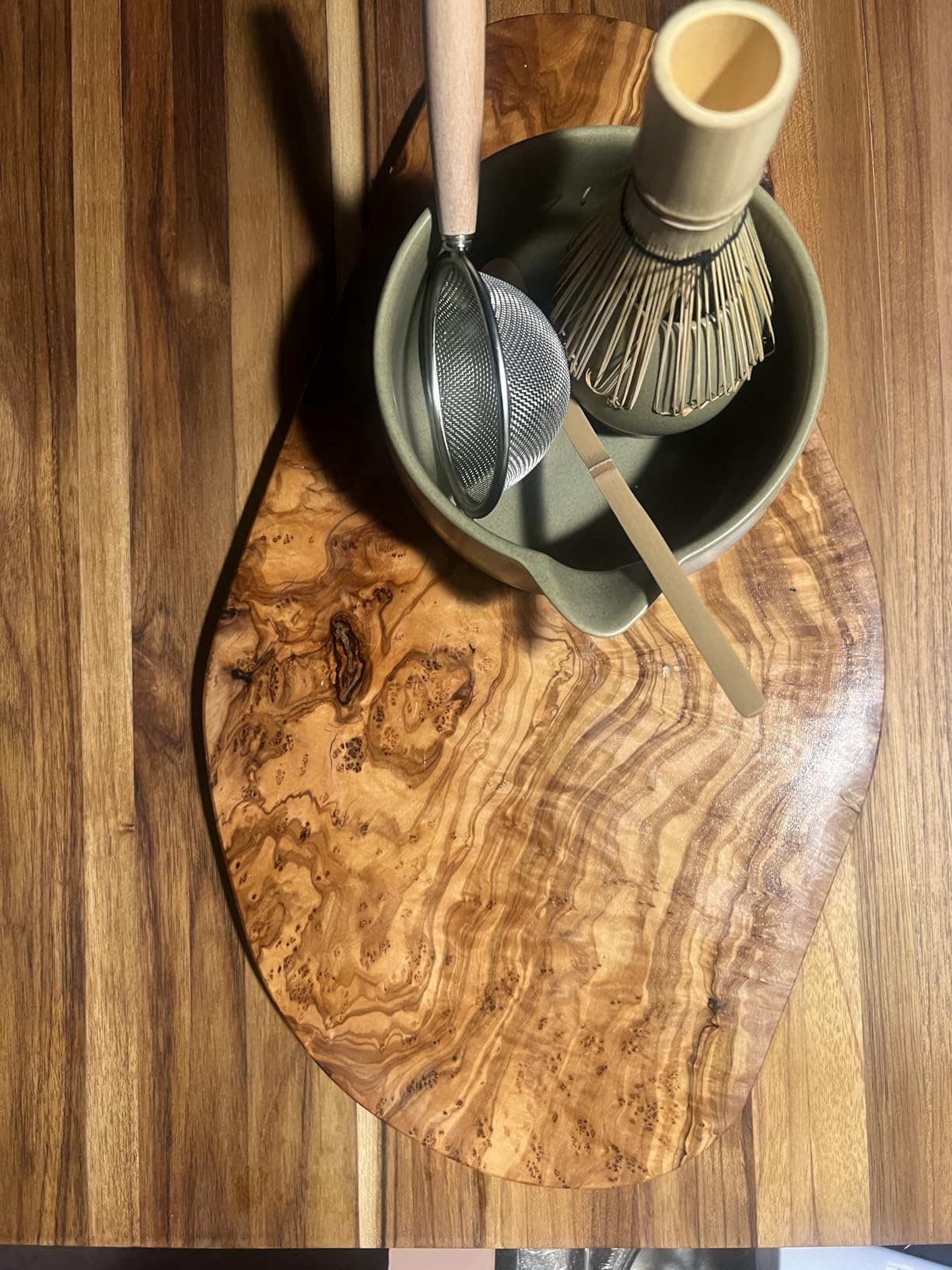 Naturally Med - Olive Wood Cutting Board/Cheese Board - 14 inch. Olive wood board for cheese, cutting, kitchen, charcuterie. Handcrafted, artisan product. customer photo 2