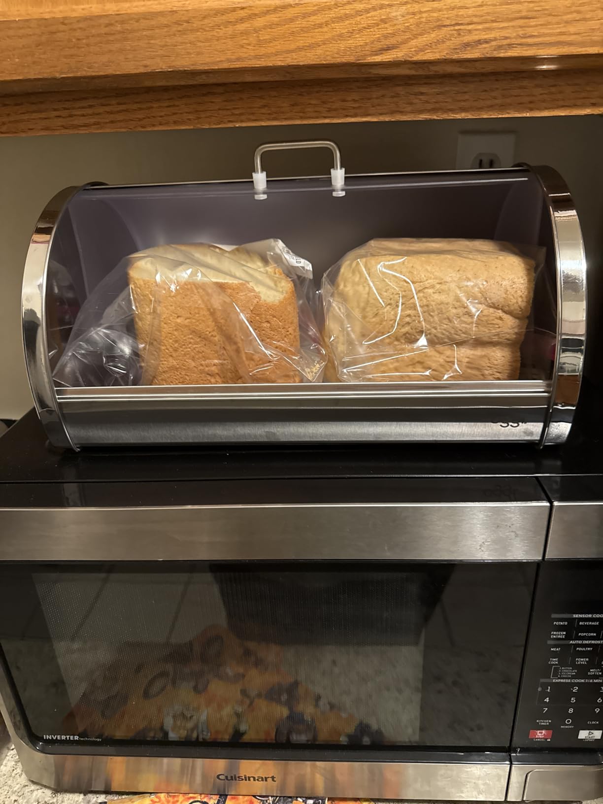 Oggi Stainless Steel Roll Top Bread Box for Kitchen Countertop with Frosted Plexiglass Lid - Fits Multiple Loaves of Bread and Other Freshly Baked Goods Including Cookies, Bagels, Muffins customer photo 1