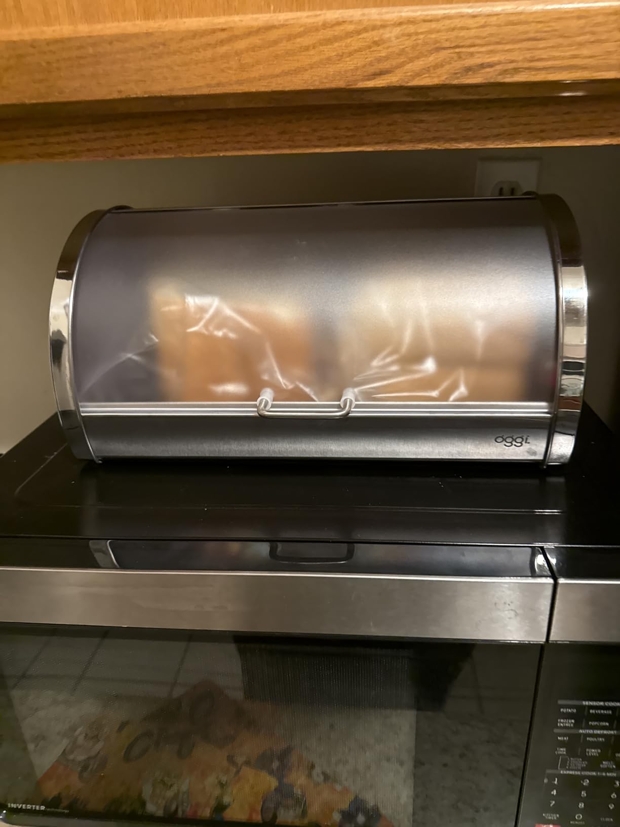 Oggi Stainless Steel Roll Top Bread Box for Kitchen Countertop with Frosted Plexiglass Lid - Fits Multiple Loaves of Bread and Other Freshly Baked Goods Including Cookies, Bagels, Muffins customer photo 2