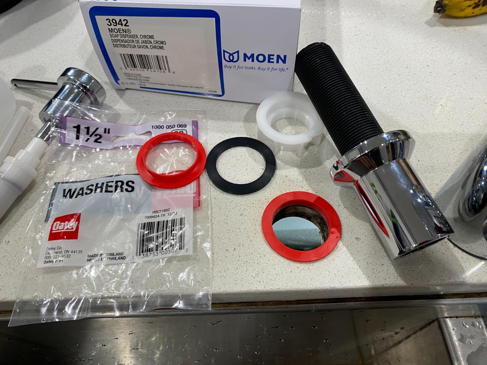 Moen Chrome Deck Mounted Kitchen Soap Dispenser with Above the Sink Refillable Bottle, 3942 customer photo 2