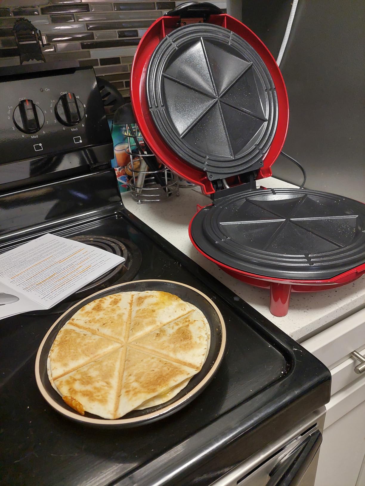 George Foreman Electric Quesadilla Maker, Red, GFQ001 10 Inch customer photo 1