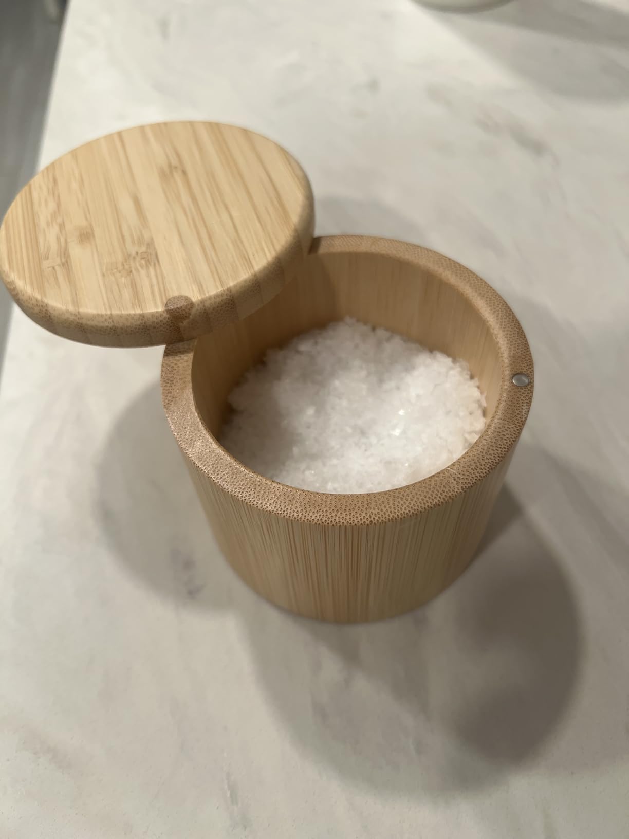 Totally Bamboo Salt Cellar with Swivel Lid - Bamboo Spice Box Storage Container for Kitchen Countertop with Magnetic Closure - Ideal for Sea Salt, Spices and Herbs customer photo 2
