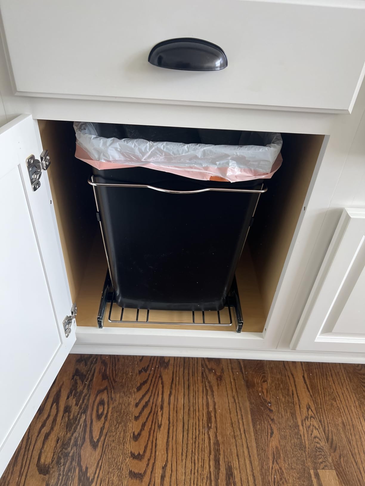 Rev-A-Shelf Double Pullout Trash Can for Kitchen Cabinets 35 Qt Garbage Recycling Bin on Full-Extension Slides, Silver, RV-18KD-17C S customer photo 1