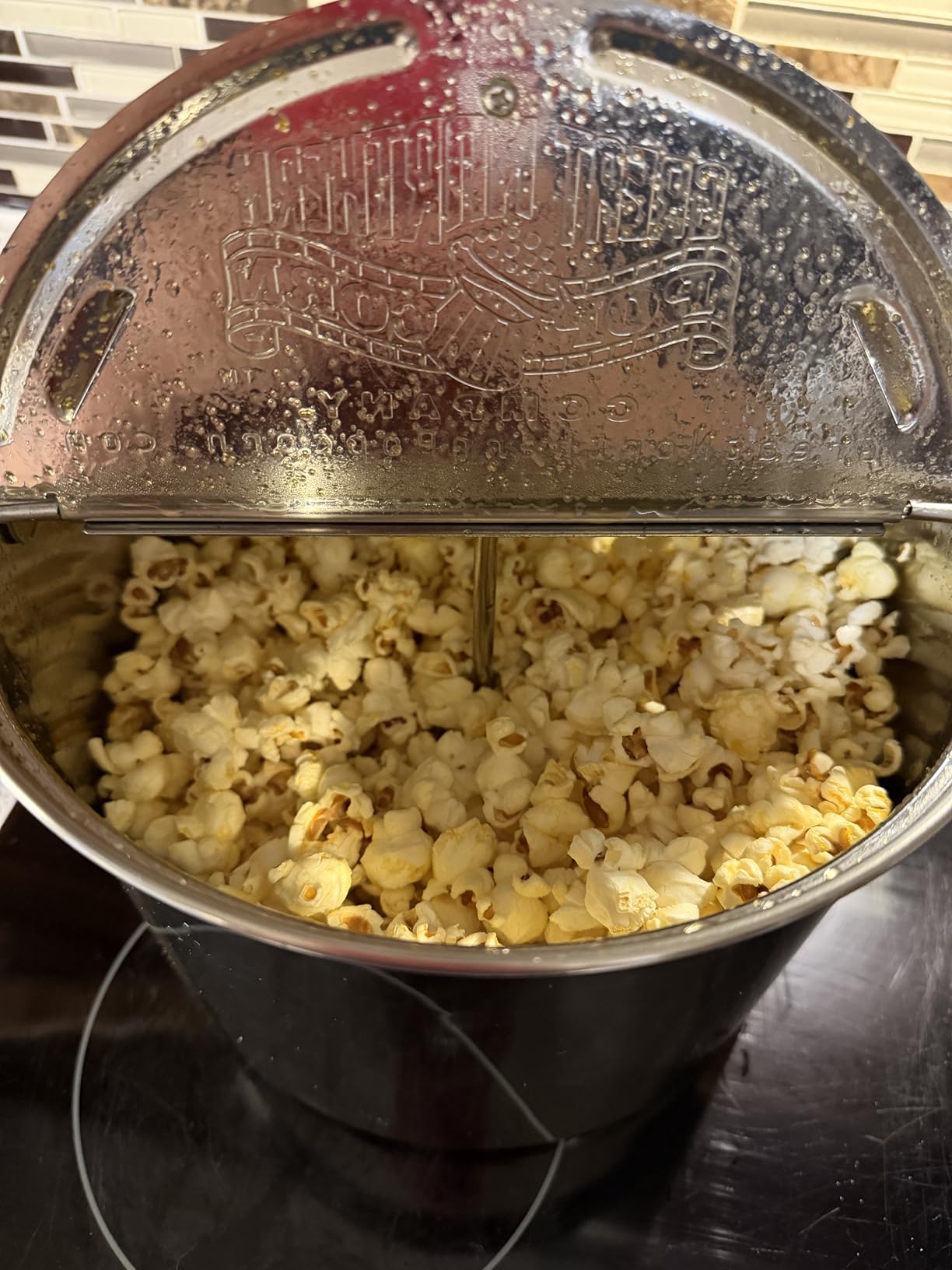 Stovetop Popcorn Maker - 6.5-Quart Stainless-Steel Popcorn Popper with Hand Crank, Vented Lid, and Stir Paddle by Great Northern Popcorn customer photo 1