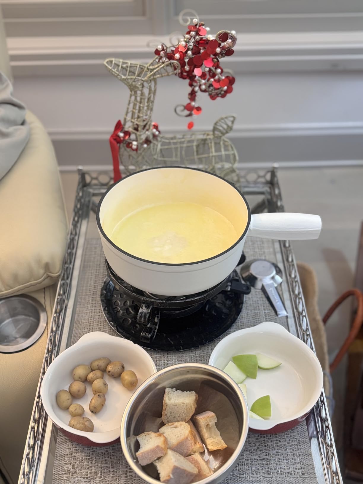 Swissmar Lugano Cast Iron Cheese Fondue Set, 9-Piece, 2 QT / 2 L - Ideal for Melting Cheese, Chocolates, Caramel, & More - Perfect for Kitchen Collection & Gift Giving - Deep Blue customer photo 1