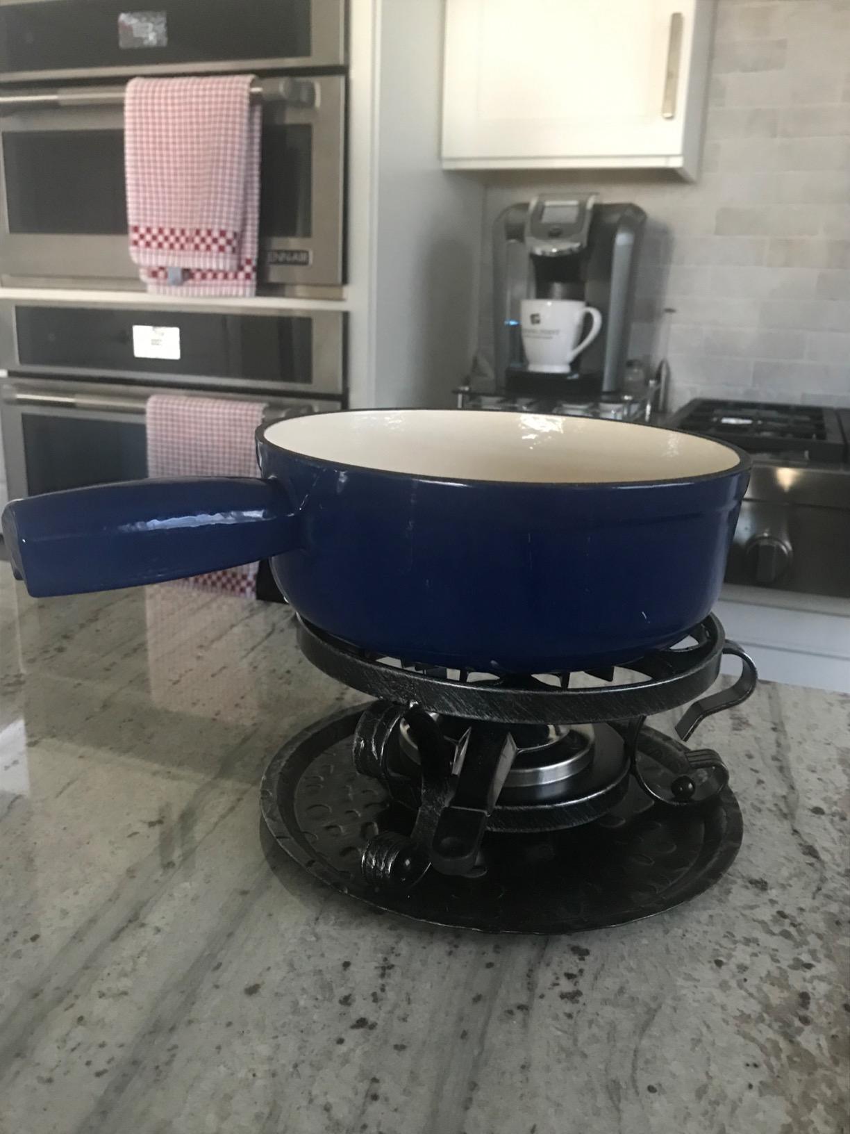 Swissmar Lugano Cast Iron Cheese Fondue Set, 9-Piece, 2 QT / 2 L - Ideal for Melting Cheese, Chocolates, Caramel, & More - Perfect for Kitchen Collection & Gift Giving - Deep Blue customer photo 2