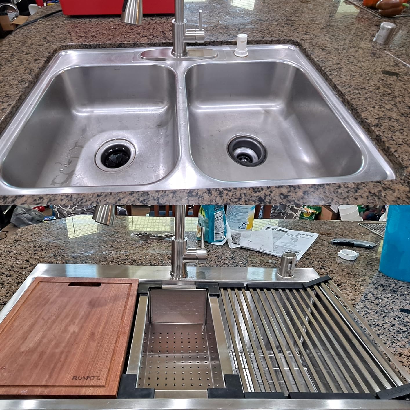 Ruvati 32-inch Undermount 16 Gauge Stainless Steel Workstation Kitchen Sink Single Bowl - Soundproof Multifunction Chef Sink with Cutting Board & Accessories, Brushed Finish Hides Scratches - RVH8300 customer photo 2