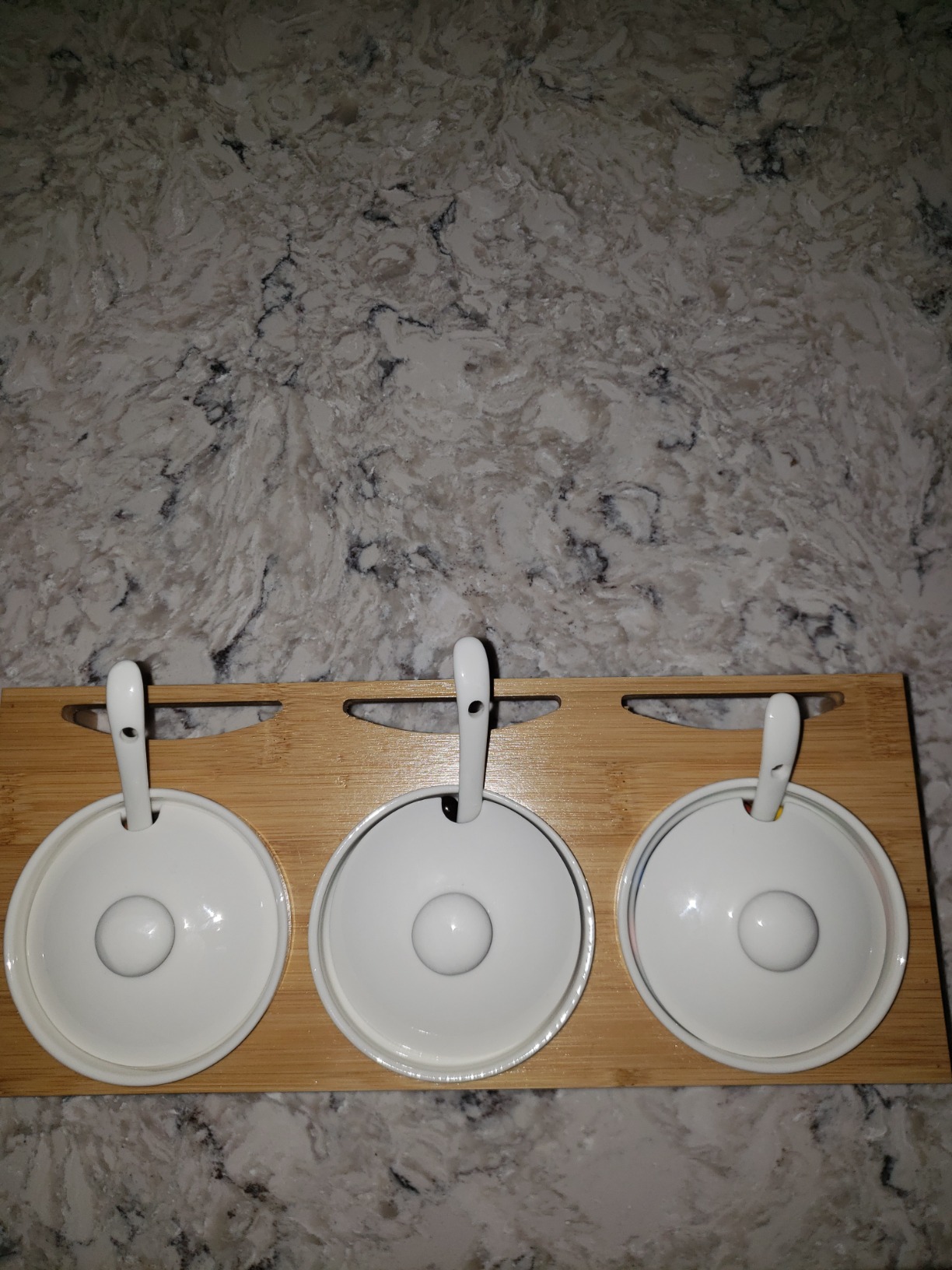 MyGift 10 Pcs Sauce Serving Dish, Hosting Party Essentials Host Gift, 3 Ceramic Ramekin Chip Dip Bowls with Lids & Spoons, Premium Bamboo Server Tray, Condiment Pot Entertaining customer photo 1