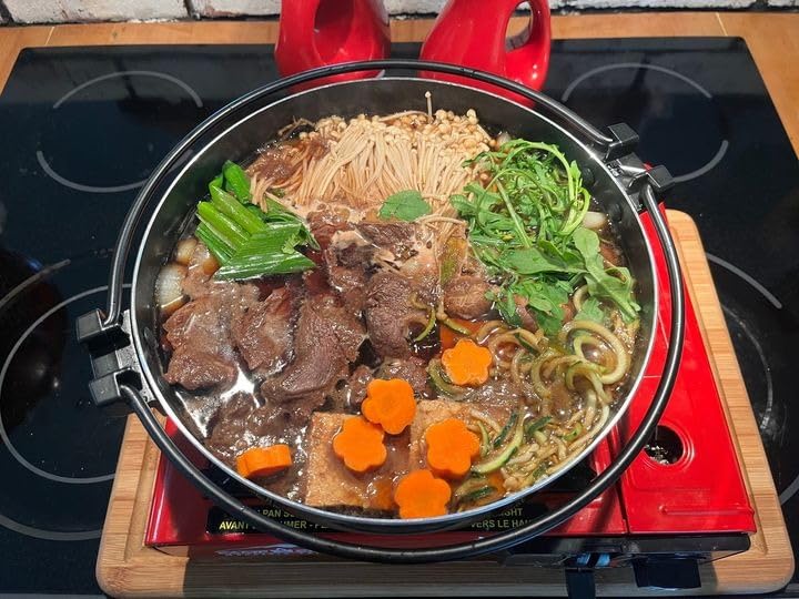 JapanBargain Sukiyaki Nabe Pot Shabu Shabu Hot Pot Pan with Glass Lid for Induction Heating customer photo 2