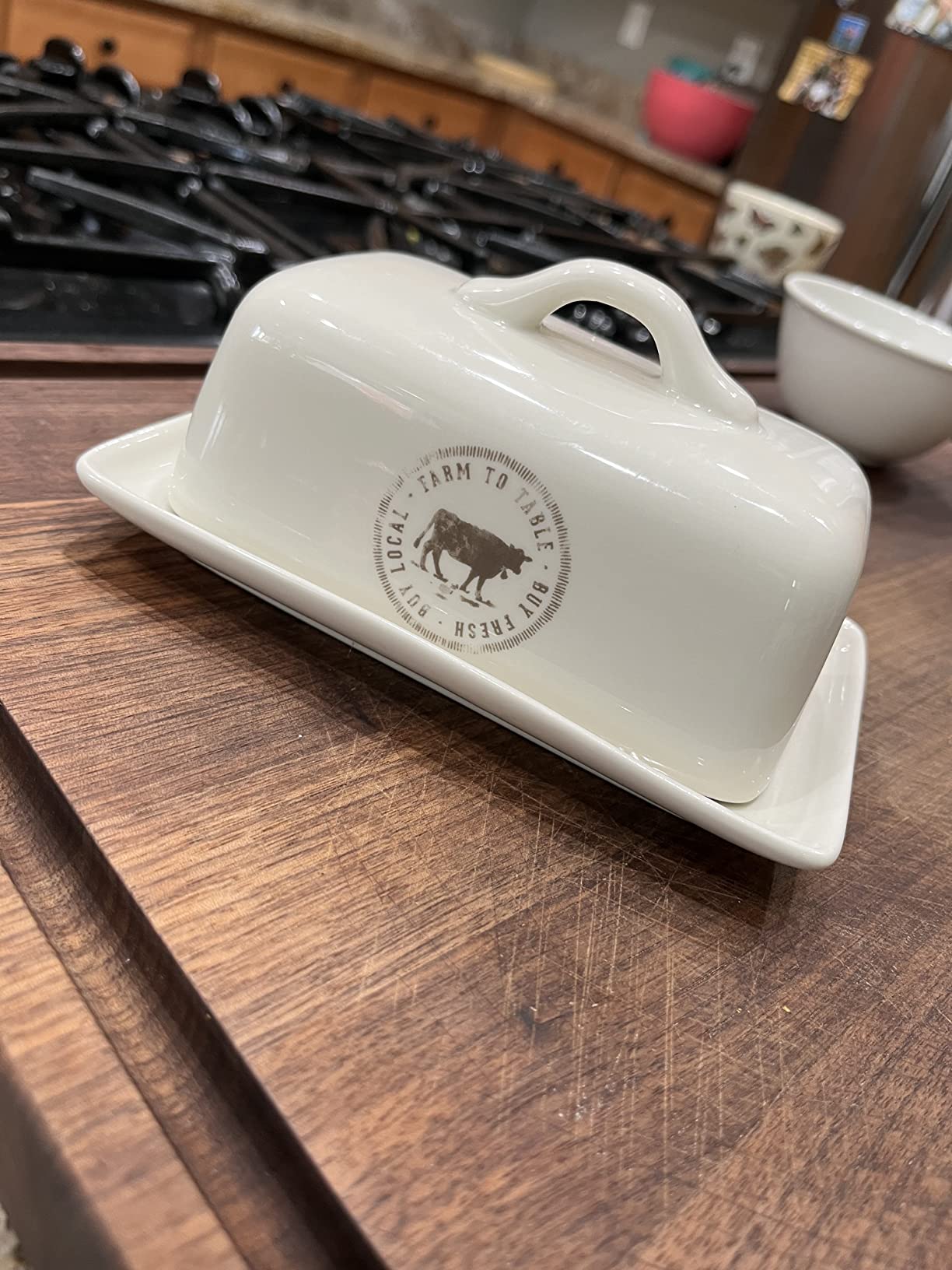 Creative Co-Op Stoneware Butter Dish with Cow Decal customer photo 2
