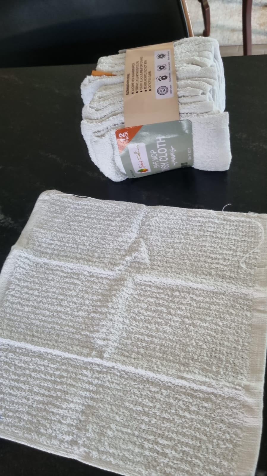 Living Fashions Bar Mop Cleaning Kitchen Dish Cloth Towels,100% Cotton, Machine Washable, Everyday Kitchen Basic Utility Bar Mop Dishcloth Set of 12, White customer photo 1