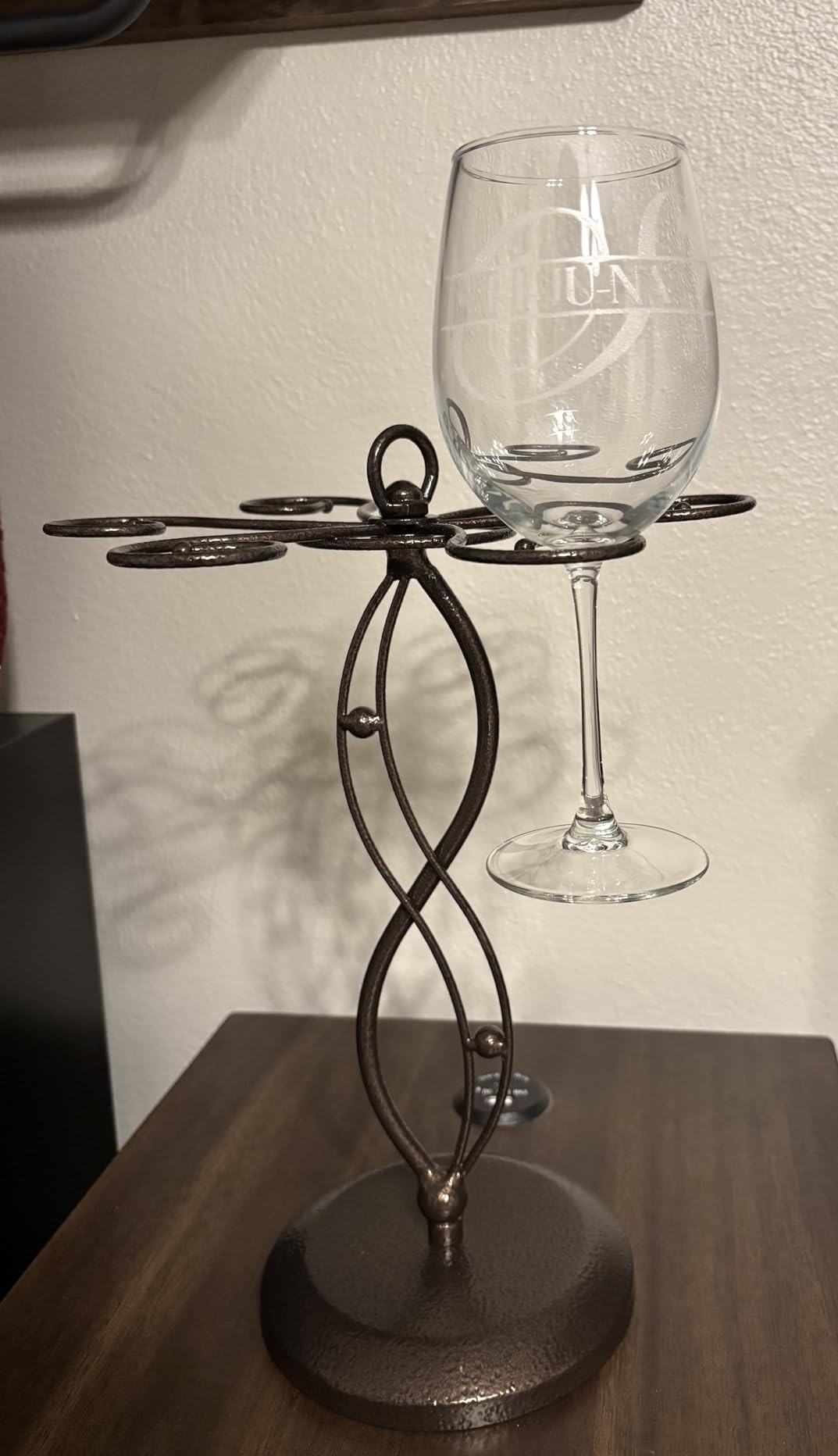 MyGift 6-Hook Rotating Wine Glass Rack with Sturdy Base & Scrollwork Design - Black Metal Countertop Stemware Holder customer photo 1