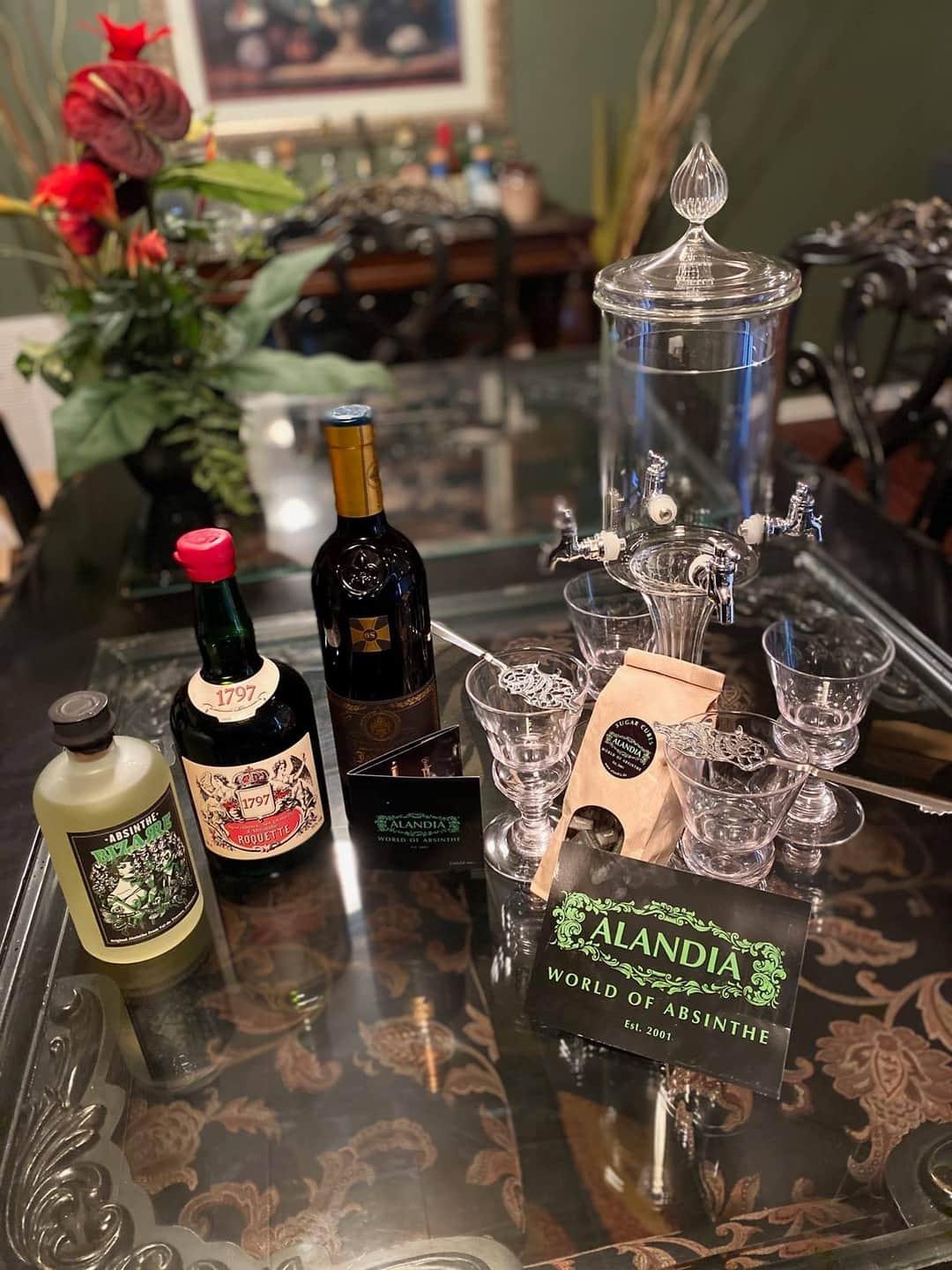 ALANDIA Absinthe Fountain Set Heure Verte: Fountain with 4 Spouts | 4 Glasses | 4 Spoons | Absinthe Sugar Cubes! Drink Traditionally customer photo 1