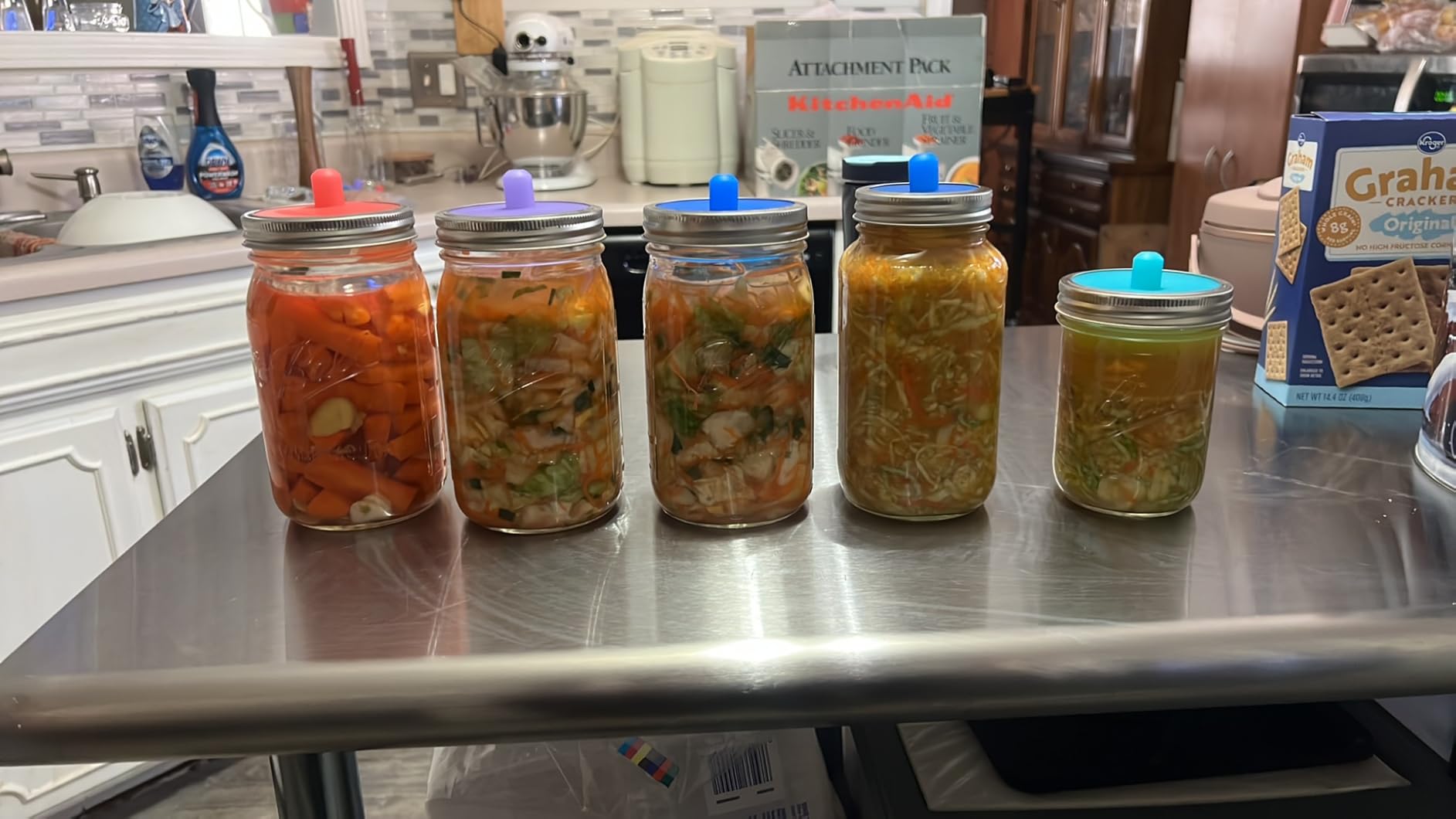 Masontops Complete Mason Jar Fermentation Kit - Pickle Kit, Sauerkraut Making Kit Kimchi Container - Fermentation Airlock Lids Wide Mouth Mason Jars customer photo 1