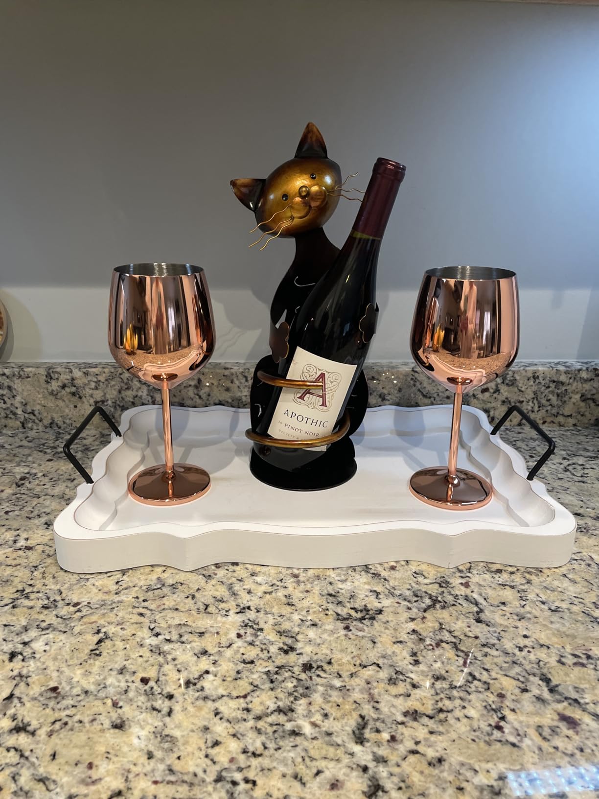 Tooarts Cat Shaped Wine Holder Wine Rack Shelf Metal Sculpture Practical Home decoration Crafts customer photo 1