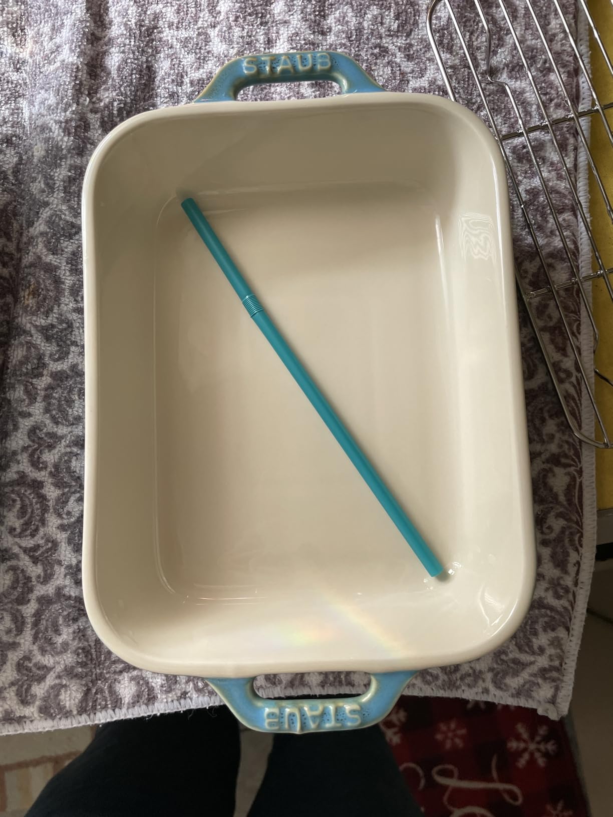 Staub Ceramic Rectangular Baking Dish Set, Casserole Dish, 2-Piece, Rustic Turquoise customer photo 2