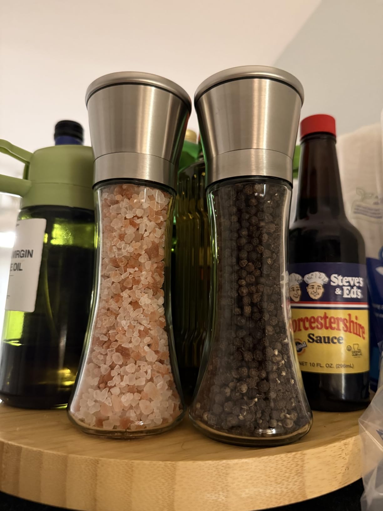 Home EC Premium Stainless Steel Sea Salt and Pepper Grinder Set of 2 - Adjustable Ceramic - Tall Glass Salt and Pepper Shakers - Kitchen Spice Mill W/Funnel & EBook customer photo 2