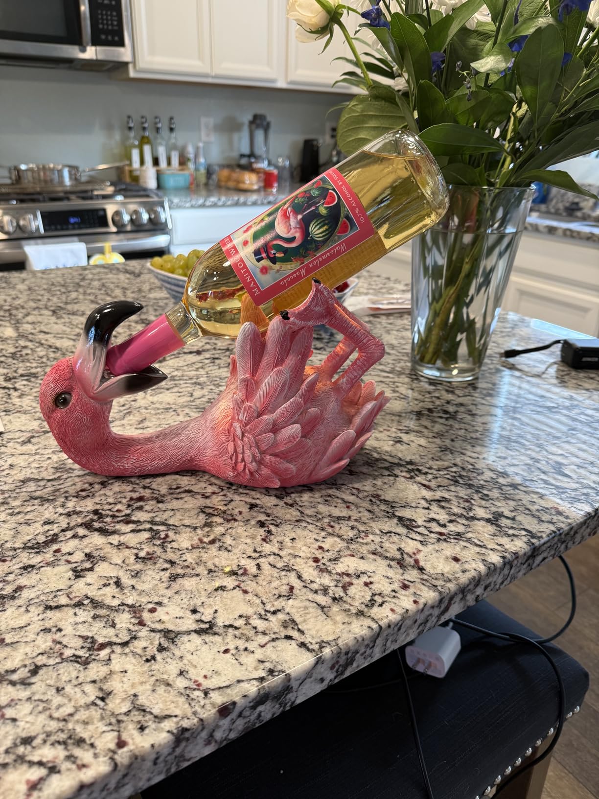 True Flirty Flamingo Polyresin Wine Bottle Holder, Perfect for Kitchen Decor, Wine Accessories, Wine Bar Decor, Holds 1 Standard Wine Bottle, Set of 1 customer photo 2