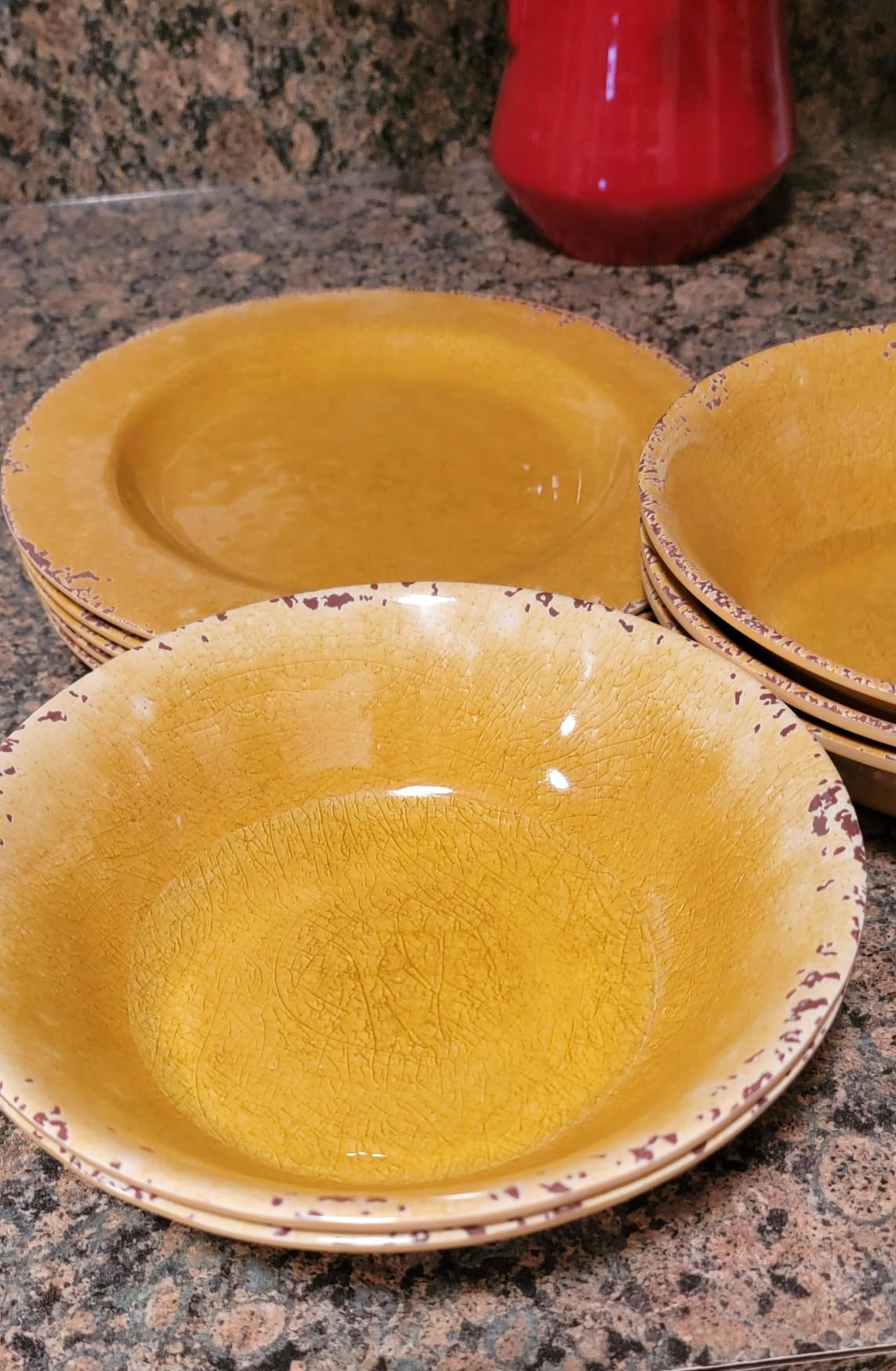 Gibson Home Mauna Melamine Plastic Dinnerware Set, Service for 4 (12pcs), Ice Rustic customer photo 2