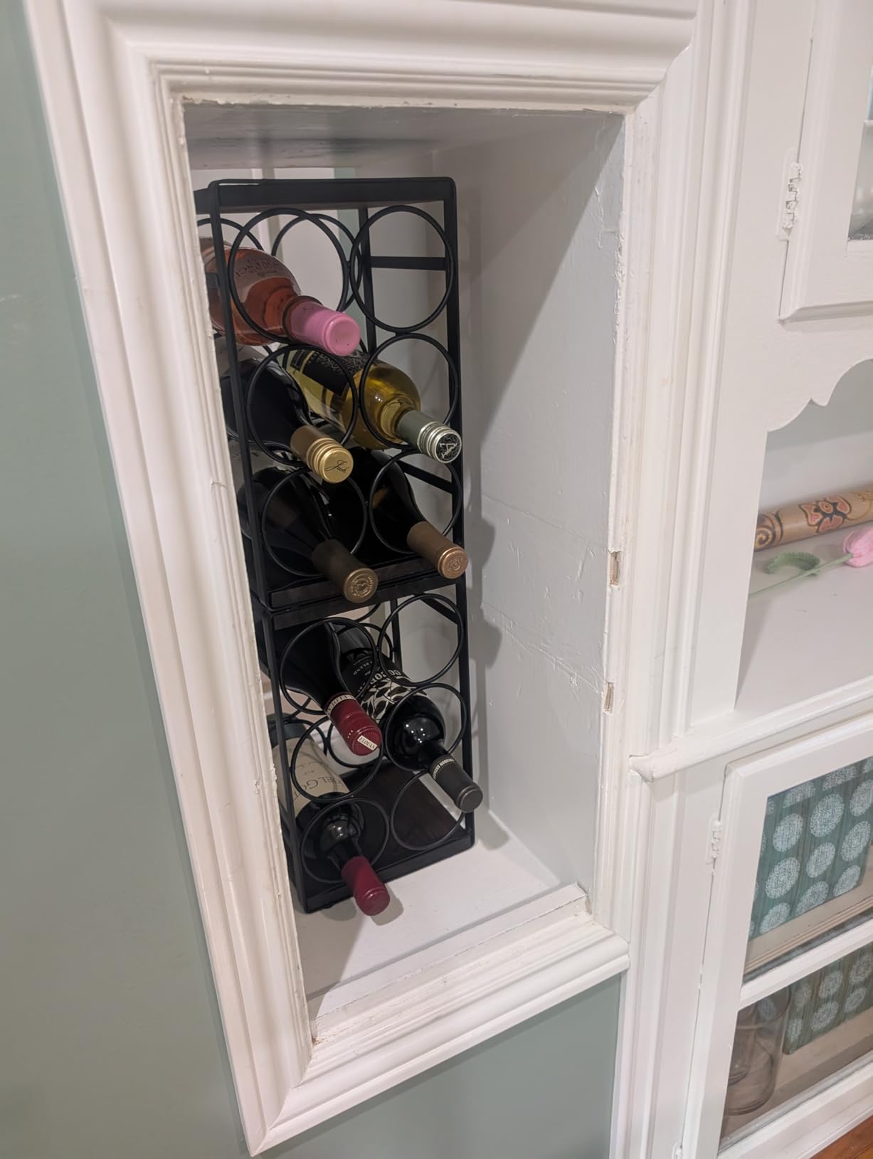 Rustic Wood Countertop Wine Rack 6 Bottles No Need Assembly Brown customer photo 2