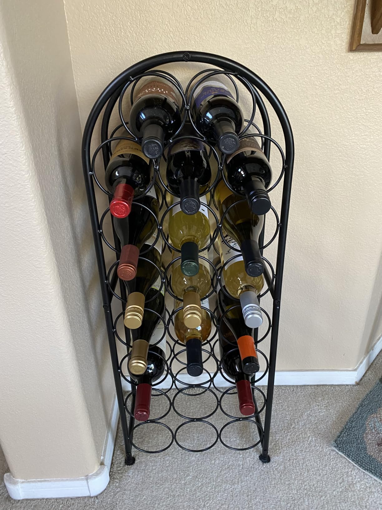 PAG 7 Bottles Freestanding Countertop Wine Rack, Metal Small Table Top Wine Rack, Drink Organizer Bottle Holder, Kitchen Organizers and Storage, Black customer photo 1