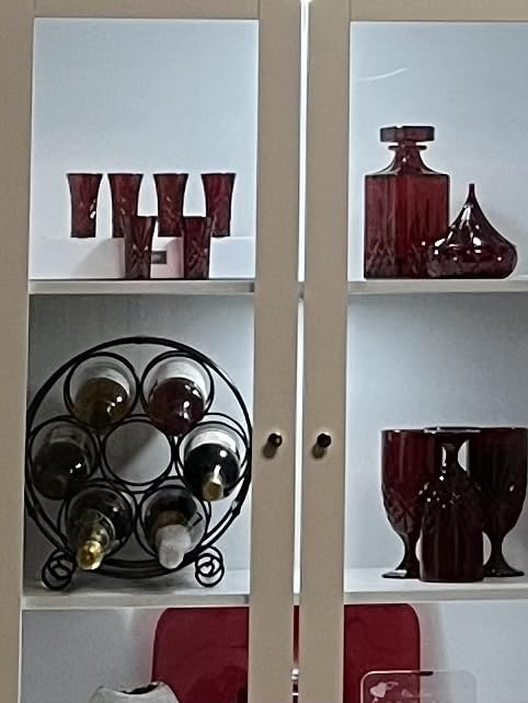 PAG 7 Bottles Freestanding Countertop Wine Rack, Metal Small Table Top Wine Rack, Drink Organizer Bottle Holder, Kitchen Organizers and Storage, Black customer photo 2