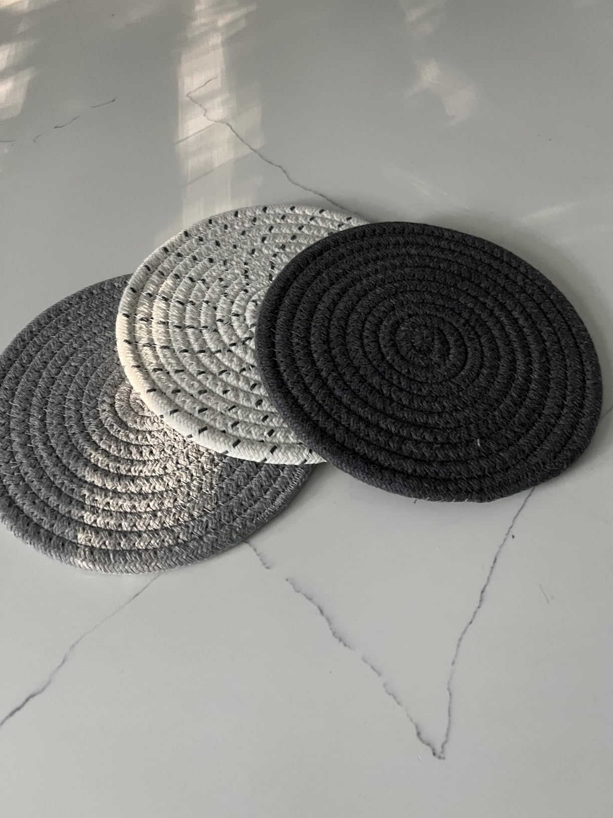 Potholders Set Trivets Set 100% Pure Cotton Thread Weave Hot Pot Holders Set (Set of 3) Stylish Coasters customer photo 1