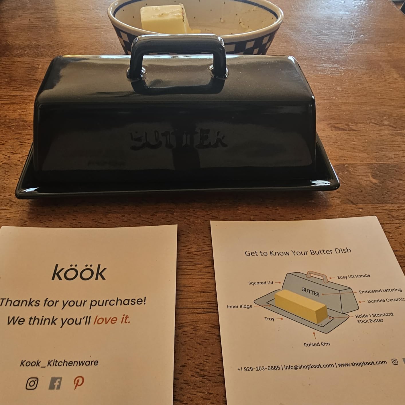 Butter Dish with Lid for Countertop, by Kook, Ceramic Dish Tray with Cover, Kitchen Keeper, Container, Holder (White) customer photo 1