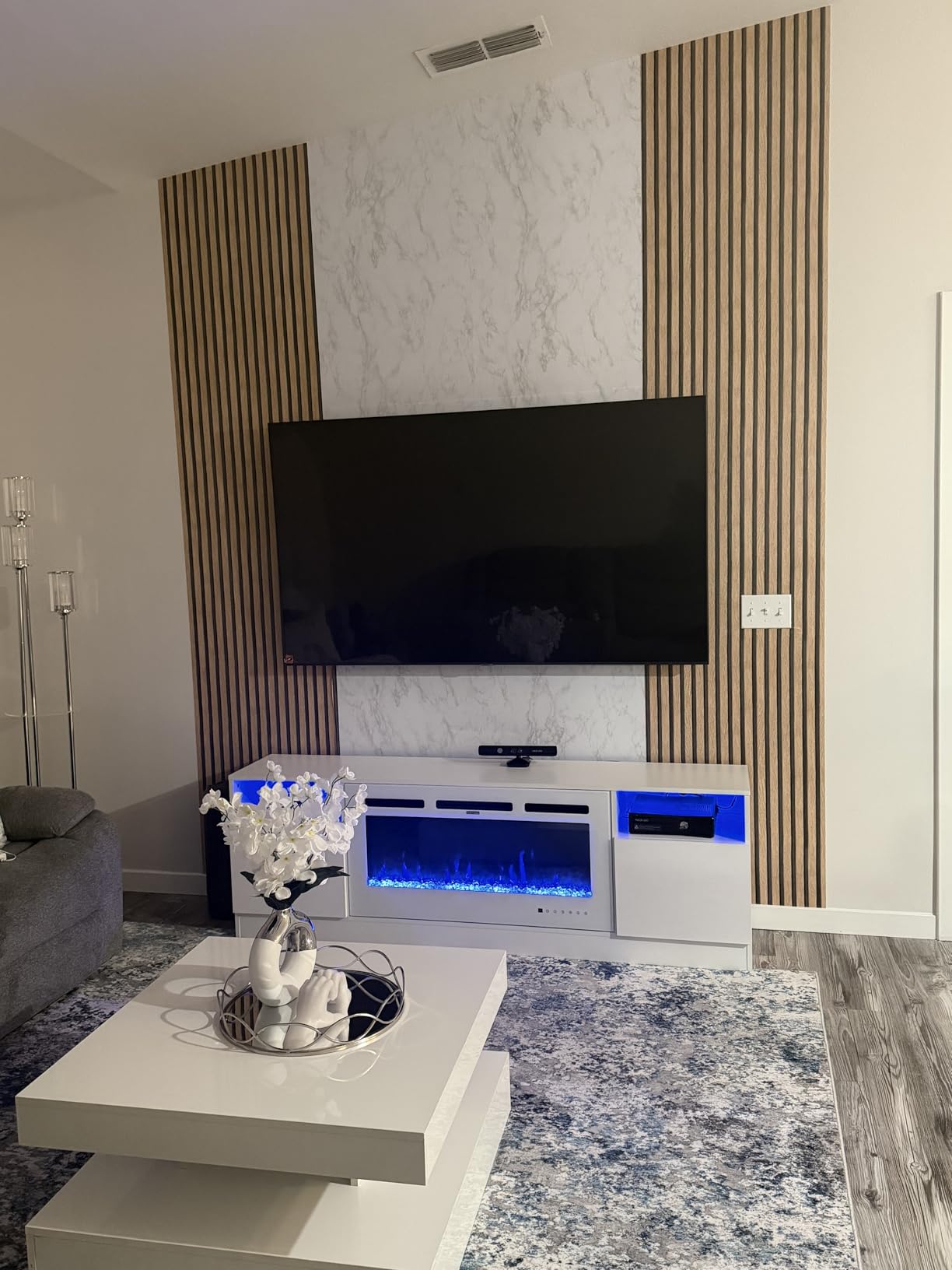 practicalWs Glossy Marble Contact Paper Granite White/Grey Kitchen Countertop Cabinets Furniture Refurbishment Wall Paper Thick Removable Wallpaper Peel and Stick Wall Decor Vinyl Wrap 11.8