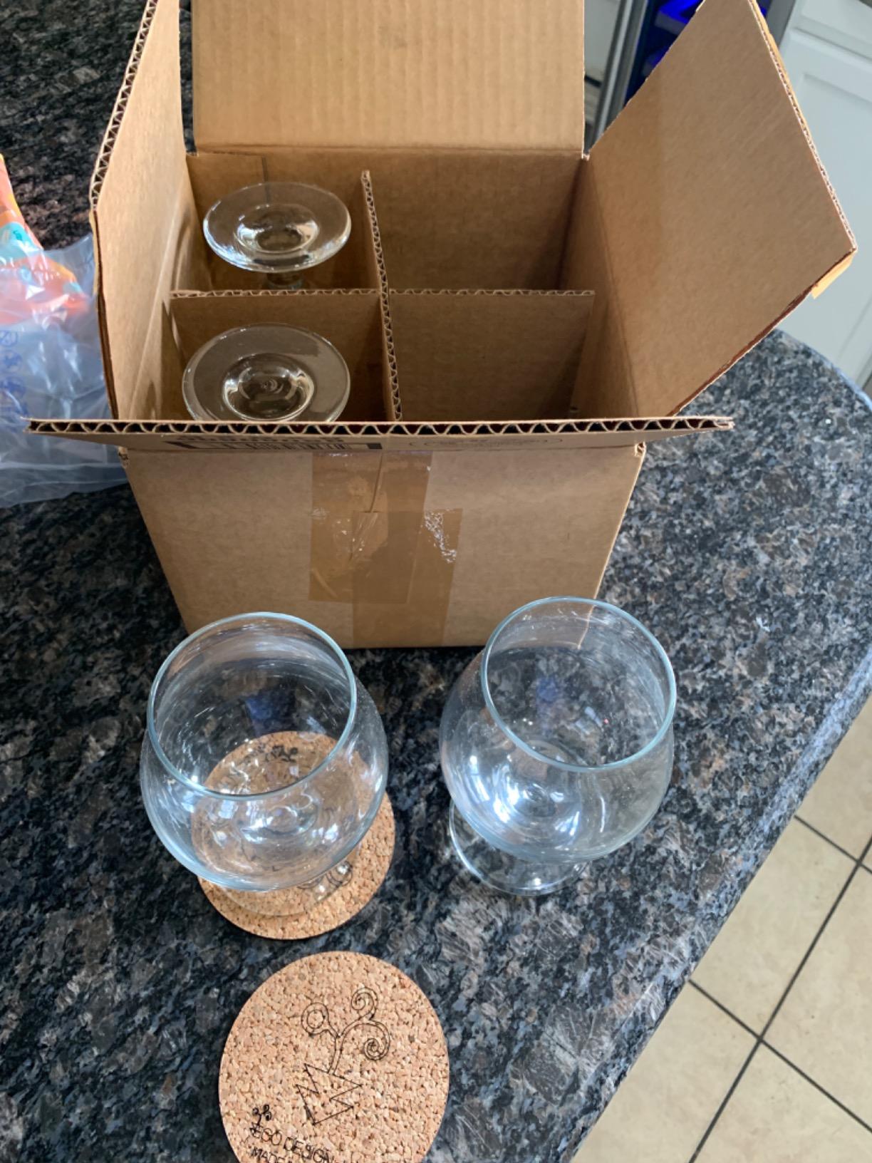 Beer Glass Belgian Style Stemmed Tulip - 16 oz Lambic Beer Glasses - Set of 4 w/Coasters customer photo 2