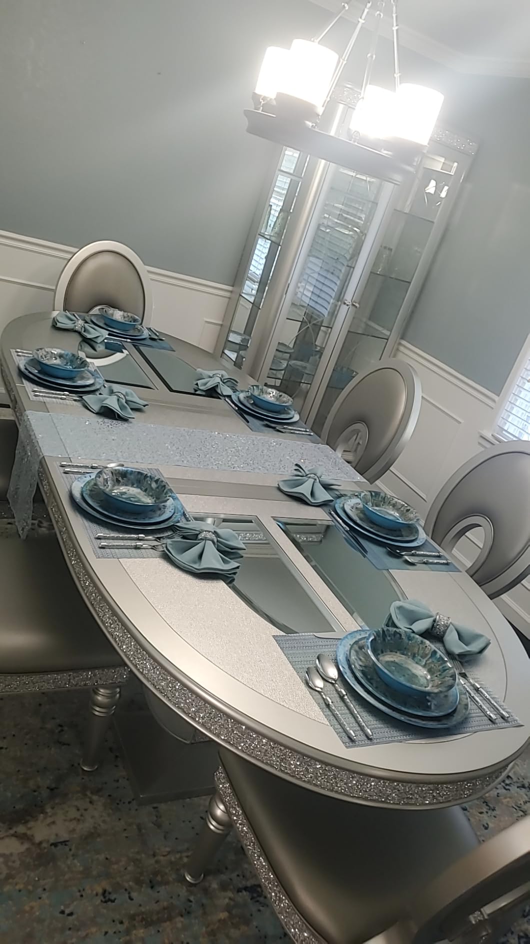 Radiance Teal 12pc Melamine Dinnerware Set - Service for 4 Plates and Bowls Set, Outdoor Dinnerware, Coastal Dishes, Unbreakable, Dishwasher Safe, Heavyweight Melamine, Rustic Look customer photo 2