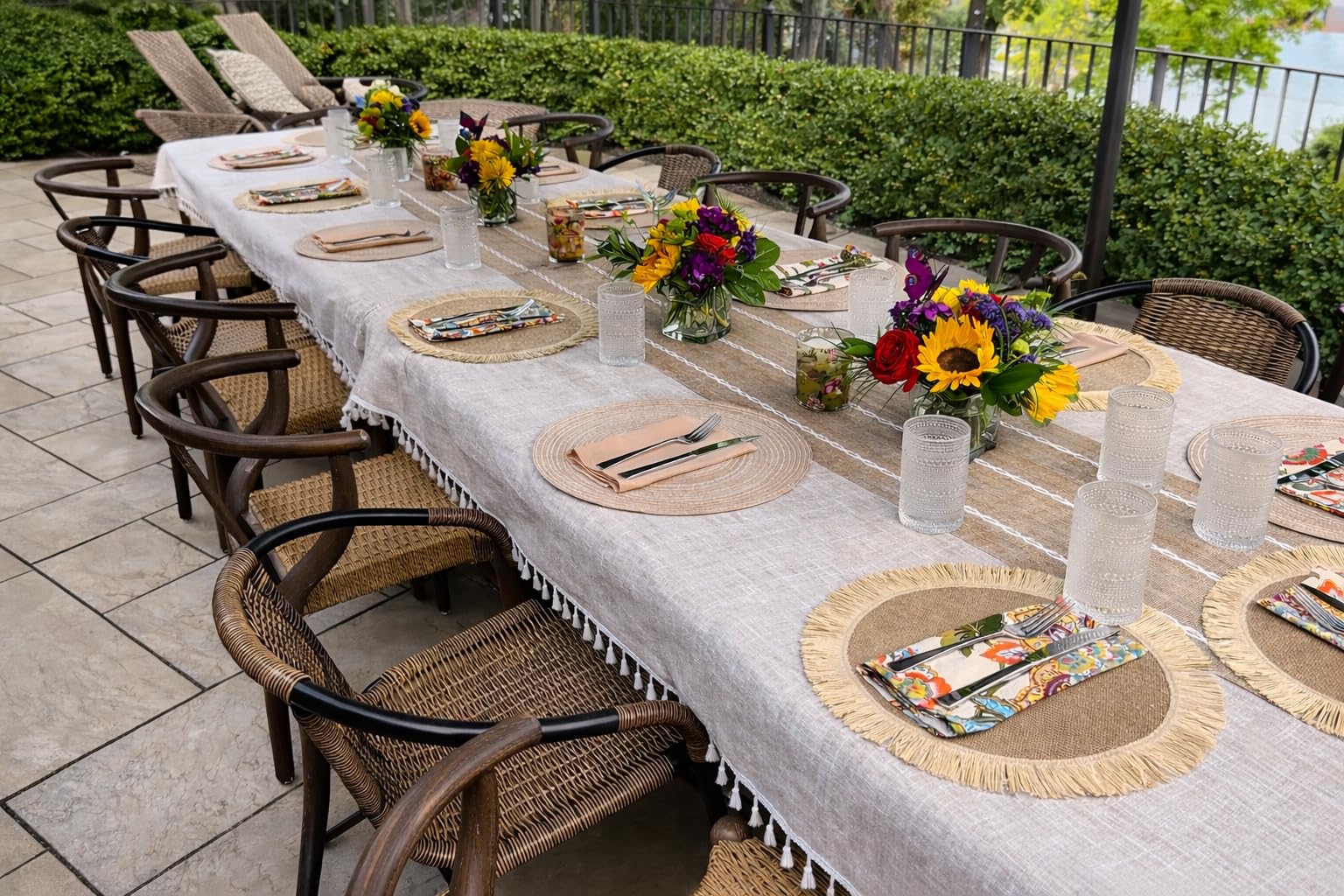 SHACOS Round Placemats Set of 6 Cotton Polyester Braided Place Mats 15 inch Heat Resistant Washable Table Mats for Kitchen Dining Party Natural Table Decor (Beige, 6) customer photo 2