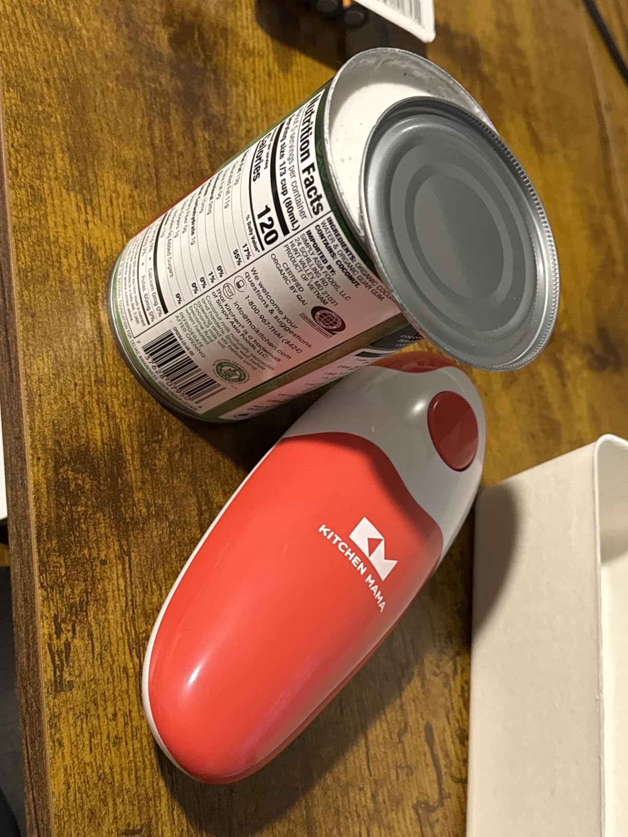 Kitchen Mama Auto Electric Can Opener: Open Your Cans with A Simple Press of Button - Automatic, Hands Free, Smooth Edge, Battery Operated, YES YOU CAN (Red) customer photo 1