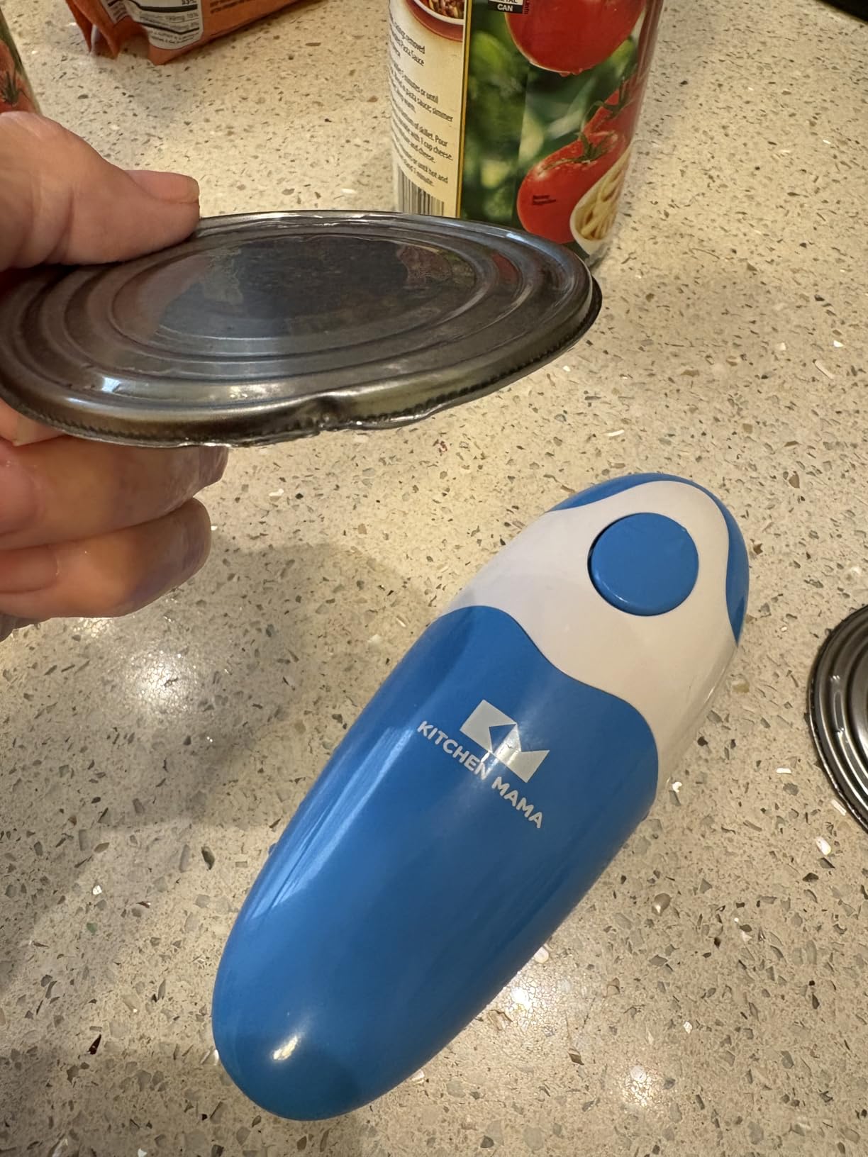 Kitchen Mama Auto Electric Can Opener: Open Your Cans with A Simple Press of Button - Automatic, Hands Free, Smooth Edge, Battery Operated, YES YOU CAN (Red) customer photo 2