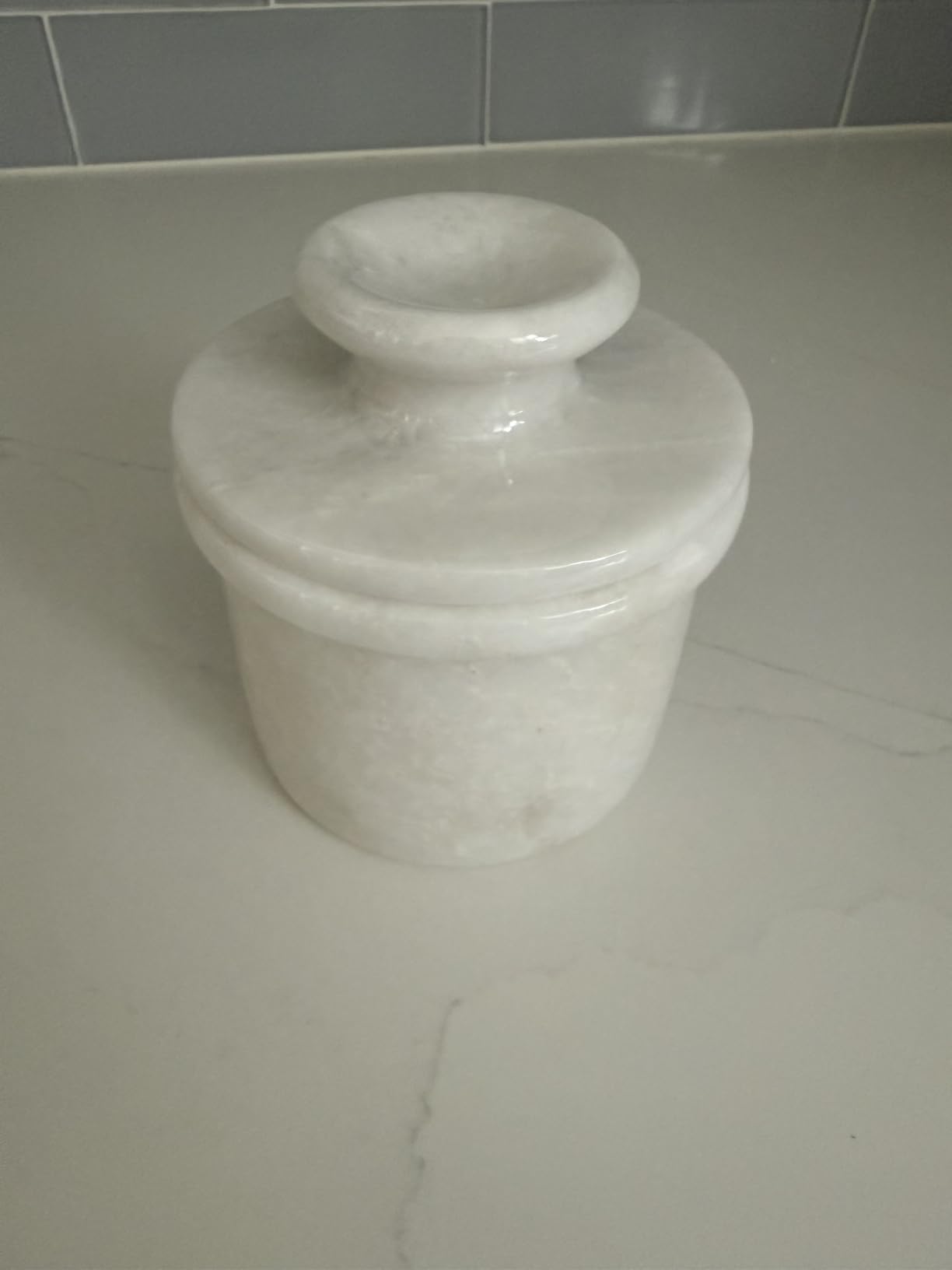 Marble Butter Keeper 4.25'' Inches White Handmade French Butter Holder For Kitchen Counter Decor Ideal Butter Crock For Counter With Water & Butter Crock For Kitchen customer photo 1