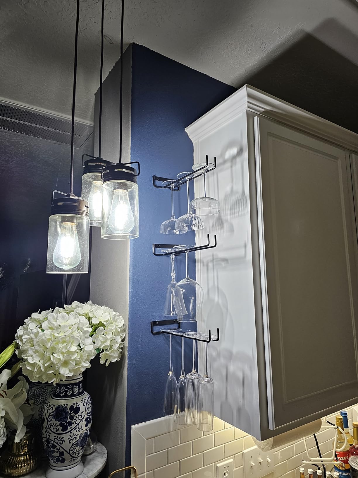 Wallniture Chiraz Stemware Wine Glass Rack Wall Mountable Wrought Iron Black 11 Inch Set of 4 customer photo 2