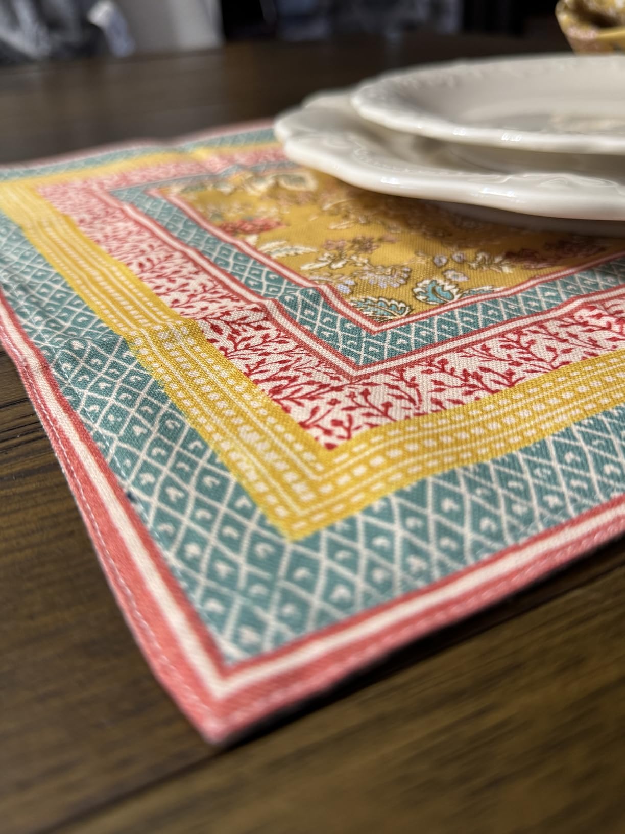 Maison d' Hermine Placemats Set of 4 100% Cotton Washable Cloth Place Mats, Reusable Table Mats for Thanksgiving Christmas Decorations Kitchen Dining Party Wedding (Equinoxe - Grey, 13