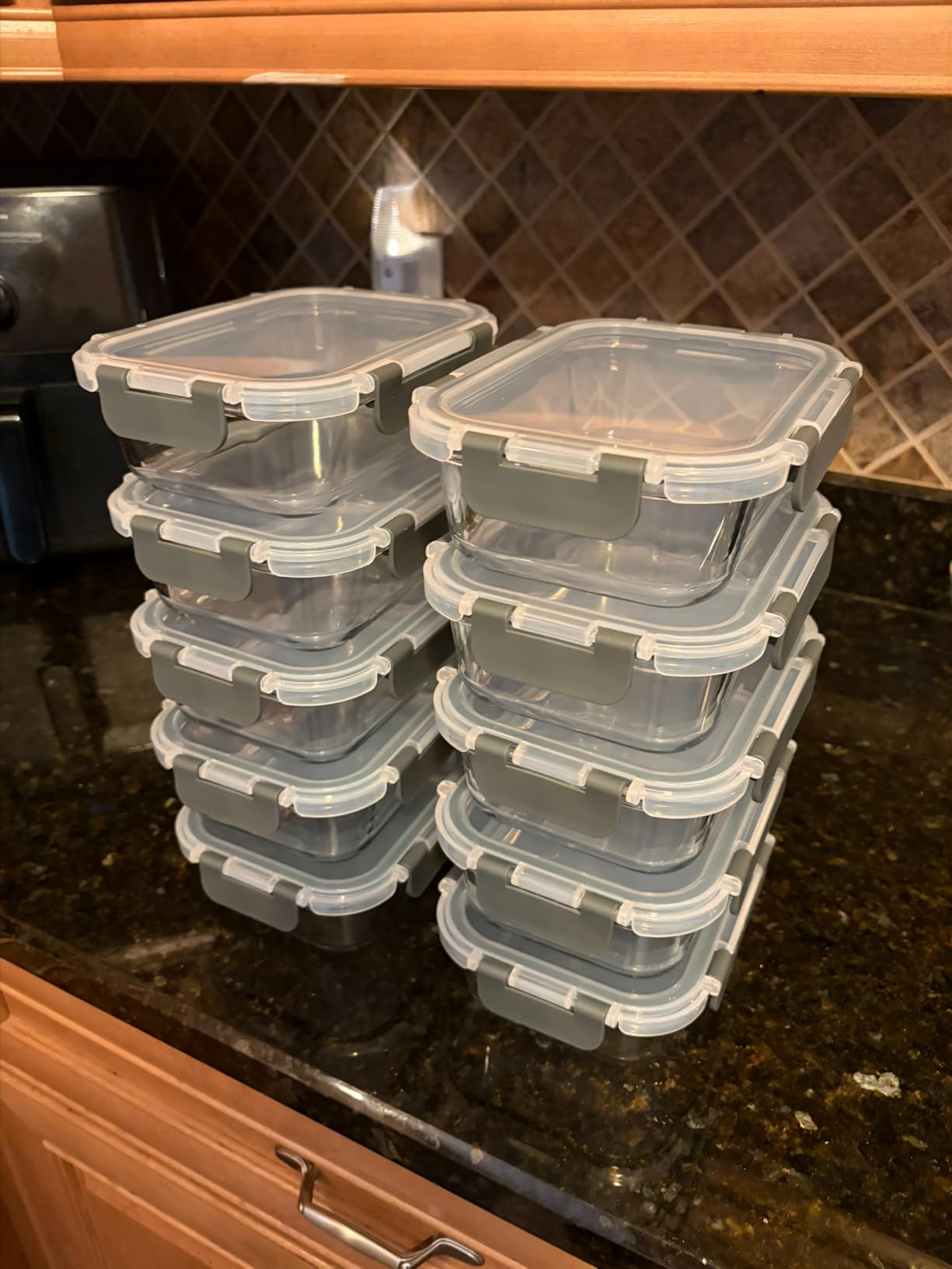 M MCIRCO 10-Pack,22 Oz Glass Meal Prep Containers,Glass Food Storage Containers with lids,Lunch Containers,Microwave, Oven, Freezer and Dishwasher (Gray) customer photo 2