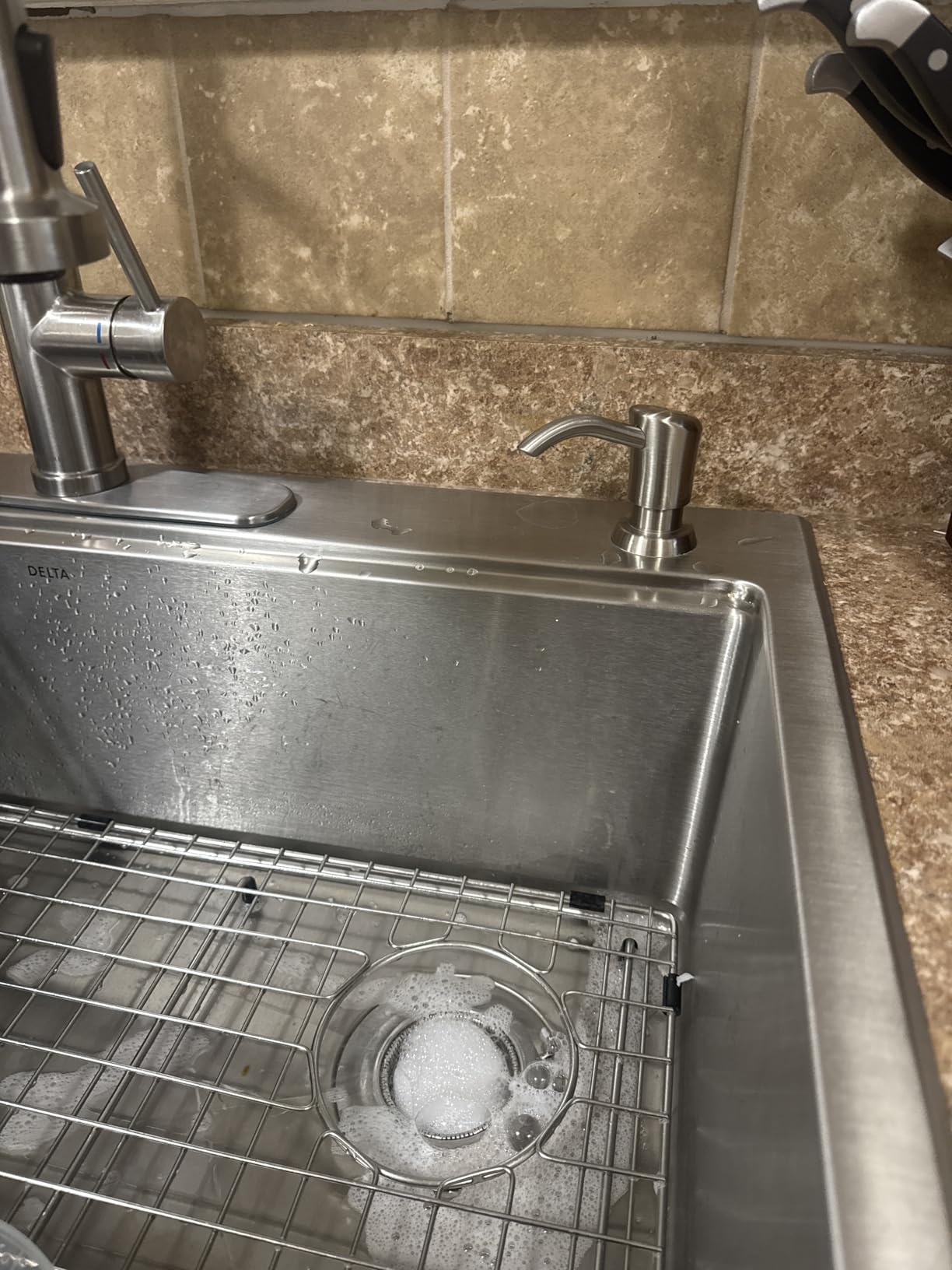 GAGALIFE Built in Sink Soap Dispenser or Lotion Dispenser for Kitchen Sink, Brushed Nickel ABS Pump Head, with 17 Ounce Large PET Soap Bottle customer photo 1