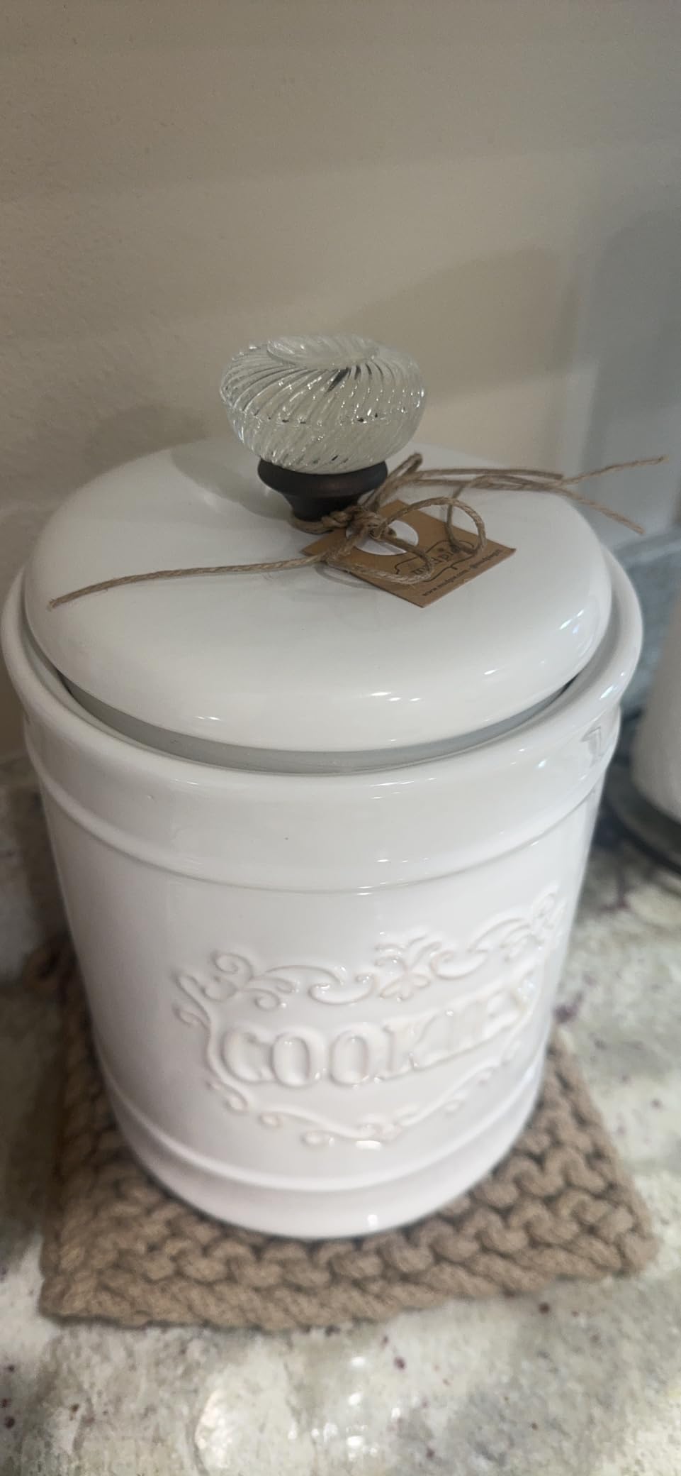 Vintage Ceramic Cookies Jars, Retro Bird and Flower Design, Large Kitchen Organization Storage Canister with Airtight Lid, Seal Canister for Food Storage, Store Cookies, Biscuits, Dessert etc, Beige customer photo 2
