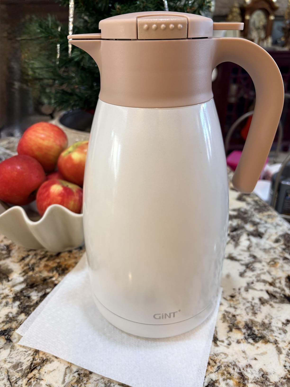 GiNT 64Oz Thermal Coffee Carafe, Insulated Stainless Steel Coffee Carafes for Keeping Hot/Double Walled Vacuum Thermal Carafe (Silver, 1.9L) customer photo 2