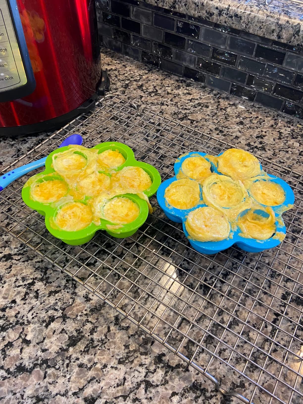 Silicone Egg Bites Mold Set of 4, Steamer Rack with Heat resistant Handle and Spoon,Reusable Sous Vide Egg Poacher with Lid Fits Instant Pot 5,6,8 qt Pressure Cooker customer photo 2