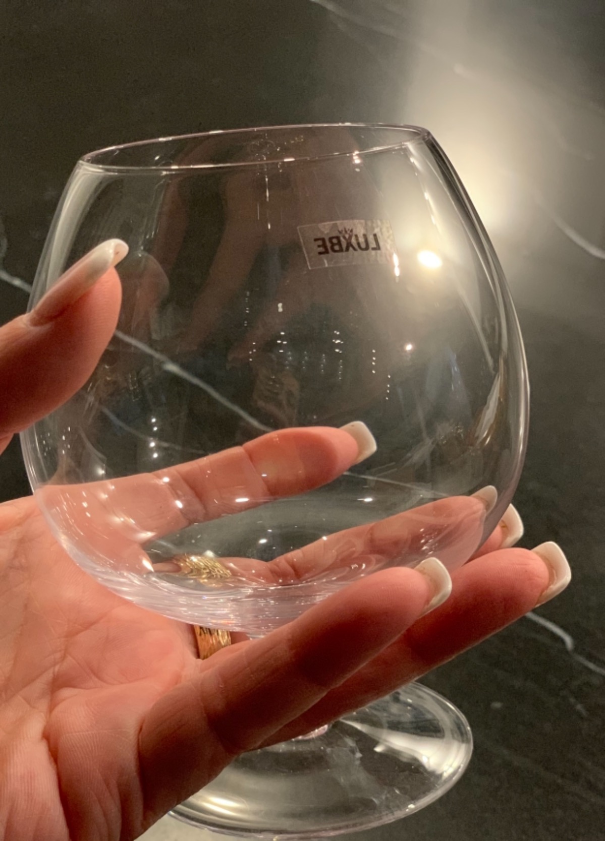 Luxbe - Cognac & Brandy Crystal Small Glasses Snifter, Set of 4 - Handcrafted - 100% Lead-Free Crystal Glass - Great for Spirits Drinks - 12-ounce customer photo 1