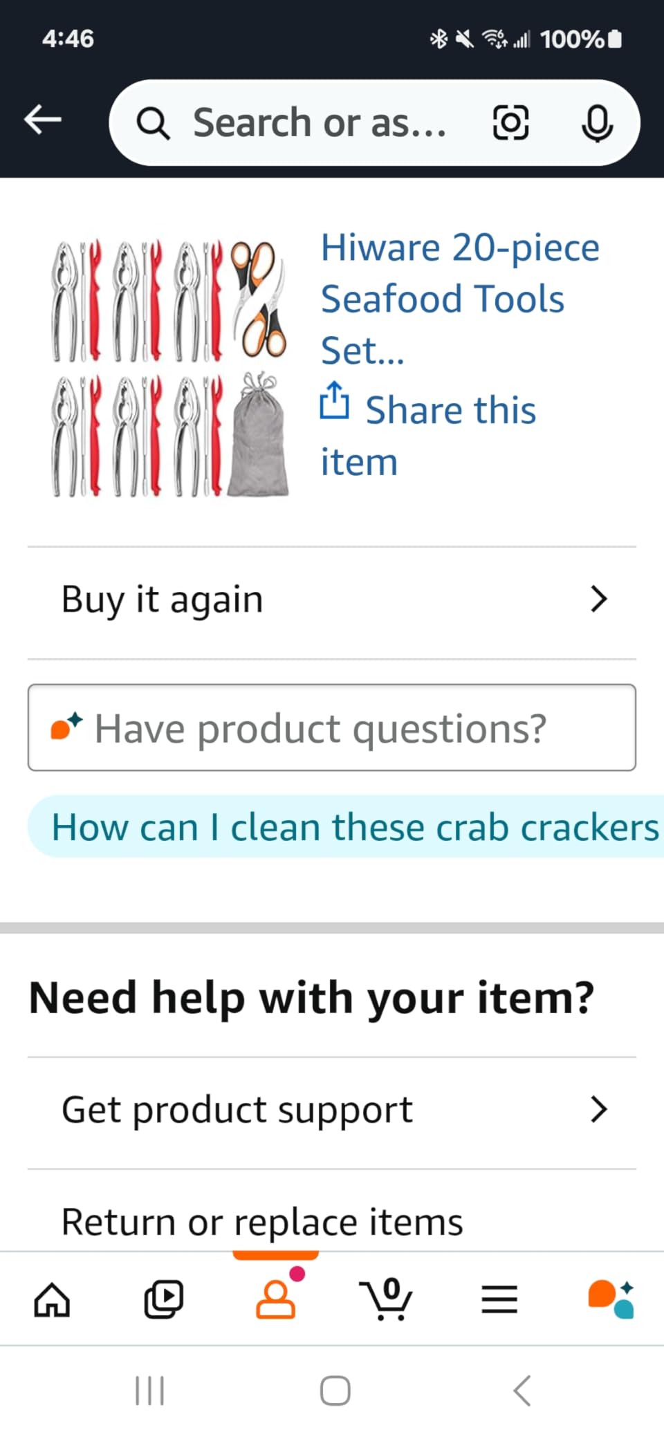 Hiware 20-piece Seafood Tools Set includes 6 Crab Crackers, 6 Lobster Shellers, 6 Crab Leg Forks/Picks and 2 Seafood Scissors & Storage Bag - Nut Cracker Set customer photo 2