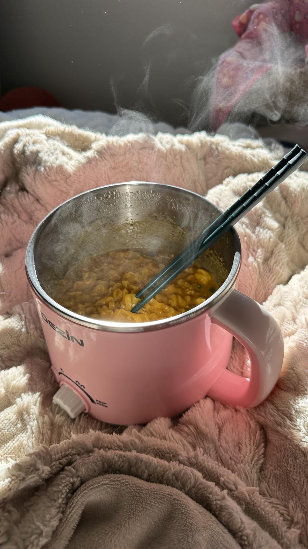 Dezin Electric Pot, 1.6L Ramen Cooker, Hot Pot Electric Stainless Steel, Multifunctional Cooker for Egg, Pasta, Soup, Porridge, Oatmeal with Temperature Control and Keep Warm Function customer photo 2