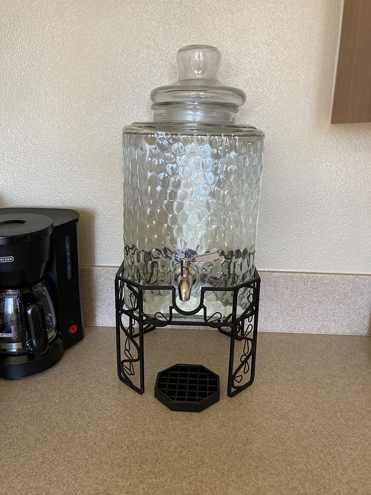 2.5 Gallon Glass Beverage Dispenser with Stainless Steel Spigot, Metal Stand, and Drip Tray - Mason Jar Style Drink Dispenser for Parties customer photo 2