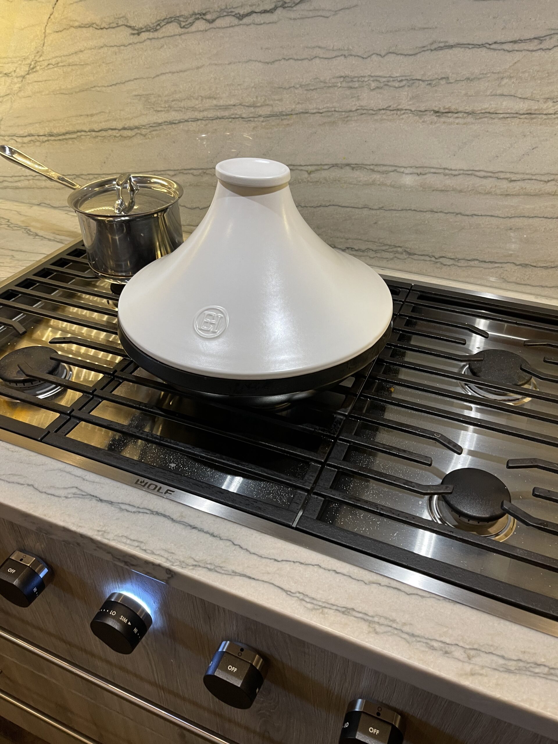Emile Henry Delight Ceramic Tagine, 4.0 Quart, Slate with White customer photo 1