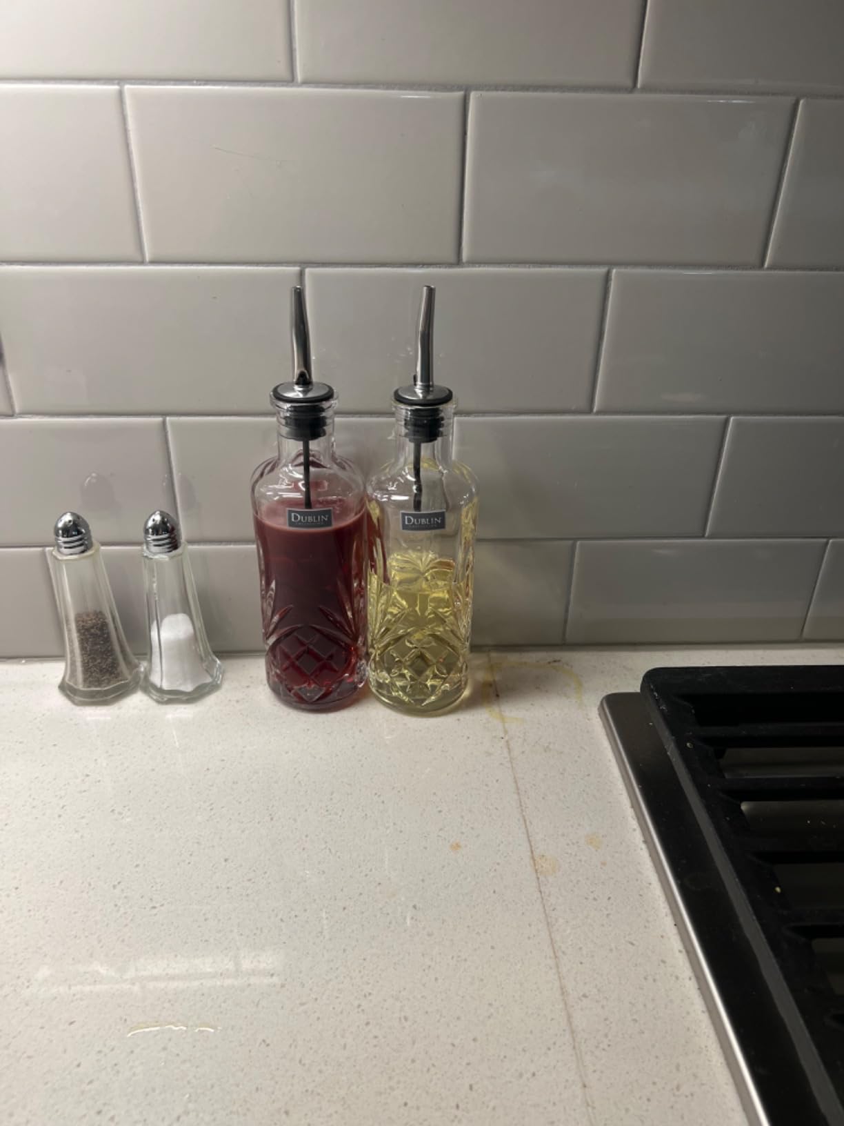Godinger Oil and Vinegar Dispenser Cruet Set, Condiment Pourer Bottle - Dublin Collection customer photo 1